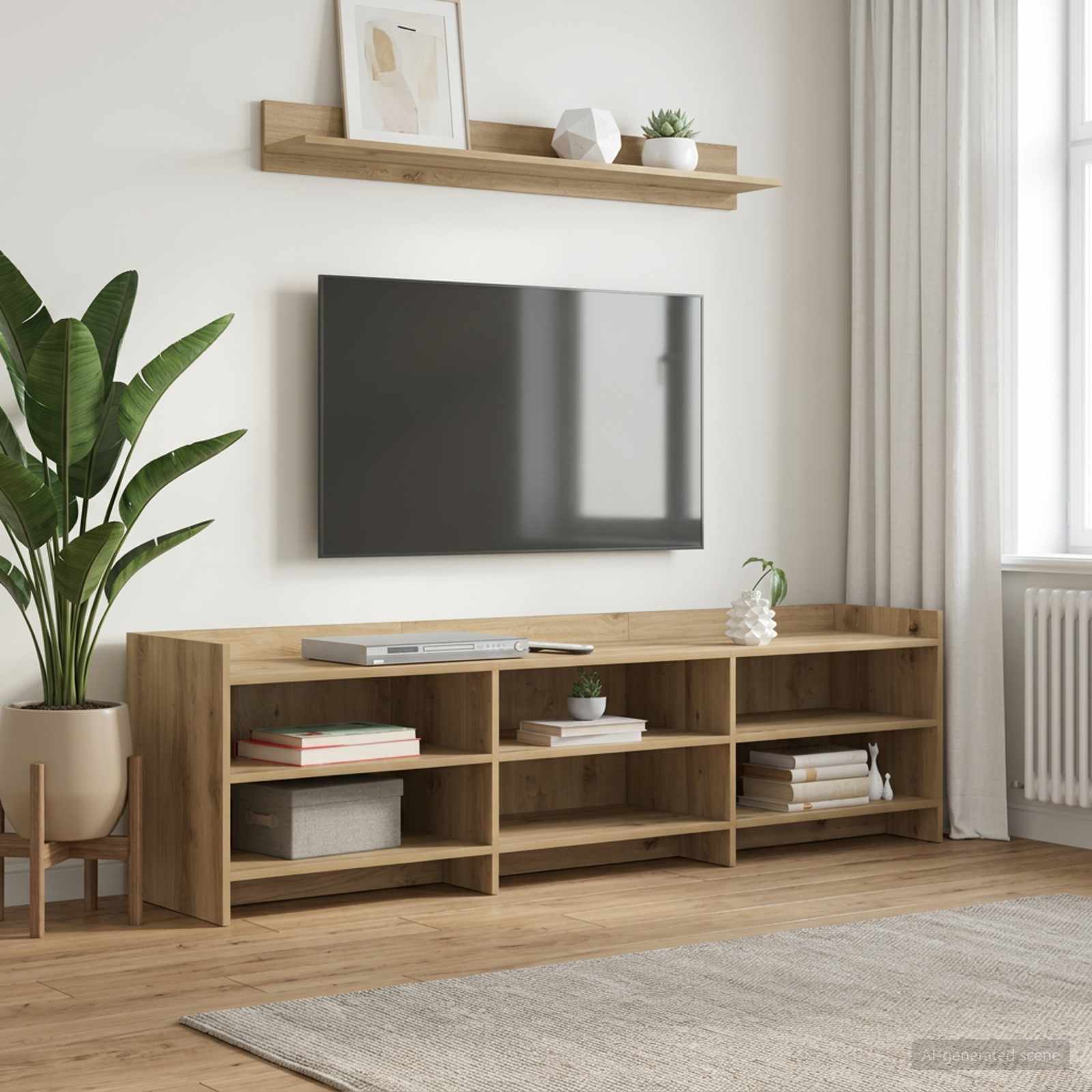 TV-kast 168 x 33 x 47 cm Artisanaal eiken Bewerkt hout