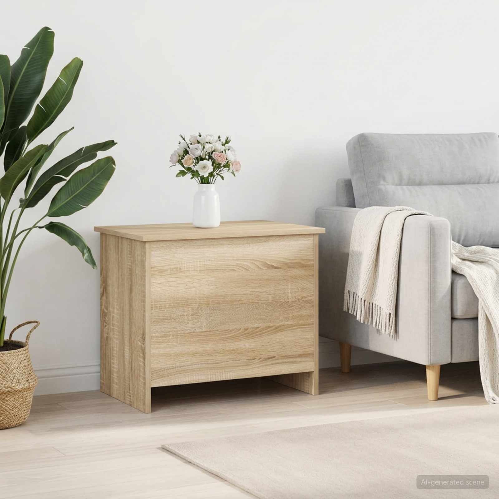 Opbergkist met opslag Sonoma Eiken 60 x 40 x 50 cm Bewerkt hout