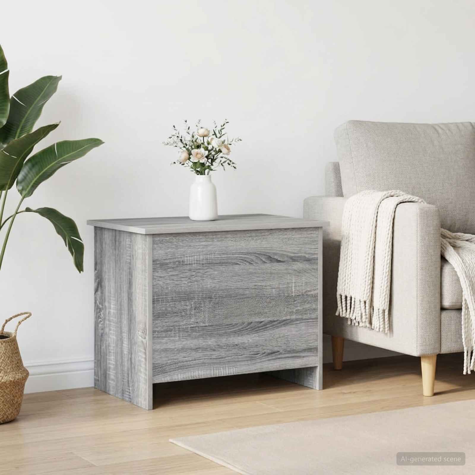 Opbergkist met opslag Grijs Sonoma 60 x 40 x 50 cm Bewerkt hout
