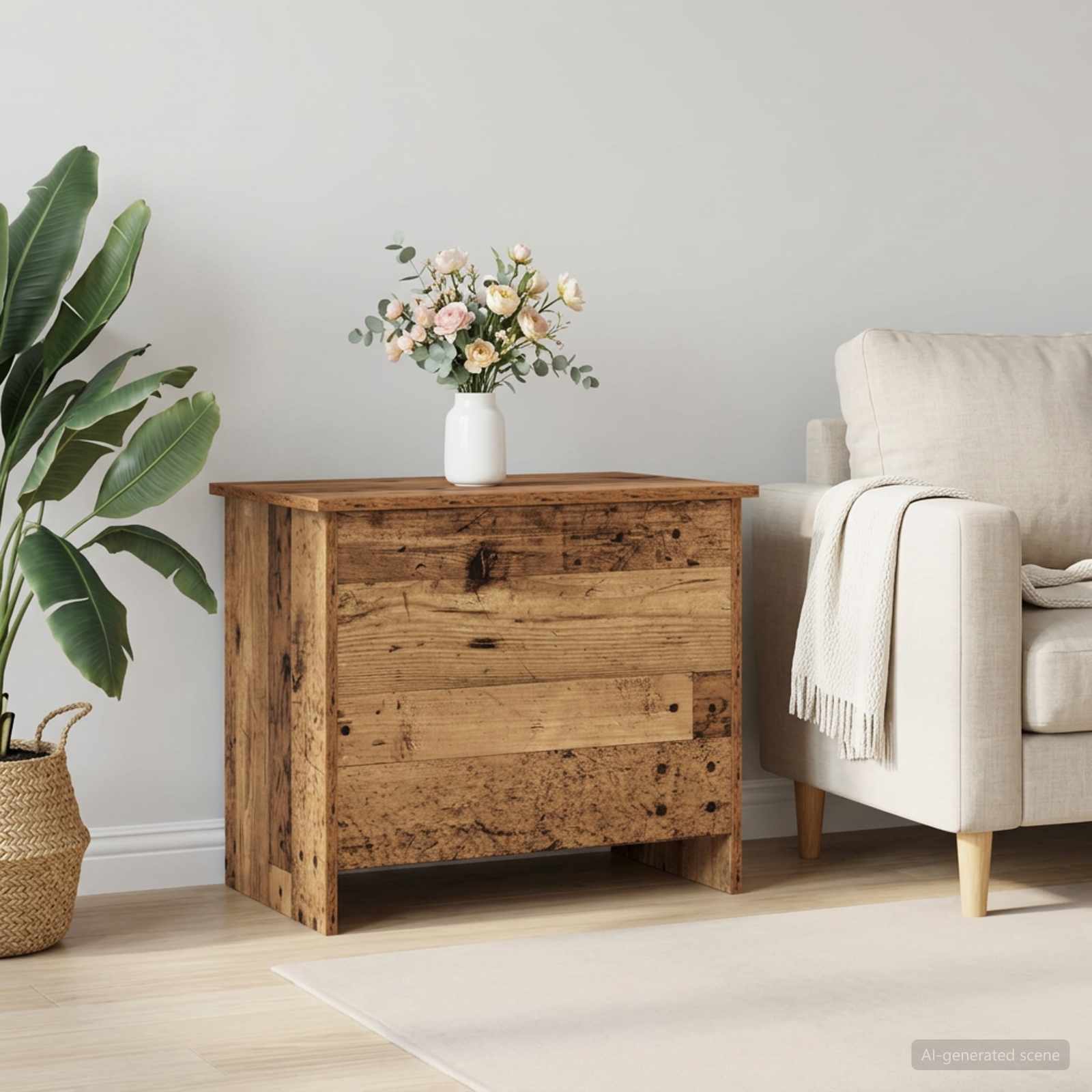Opbergkist met opslag Oud hout 60 x 40 x 50 cm Bewerkt hout