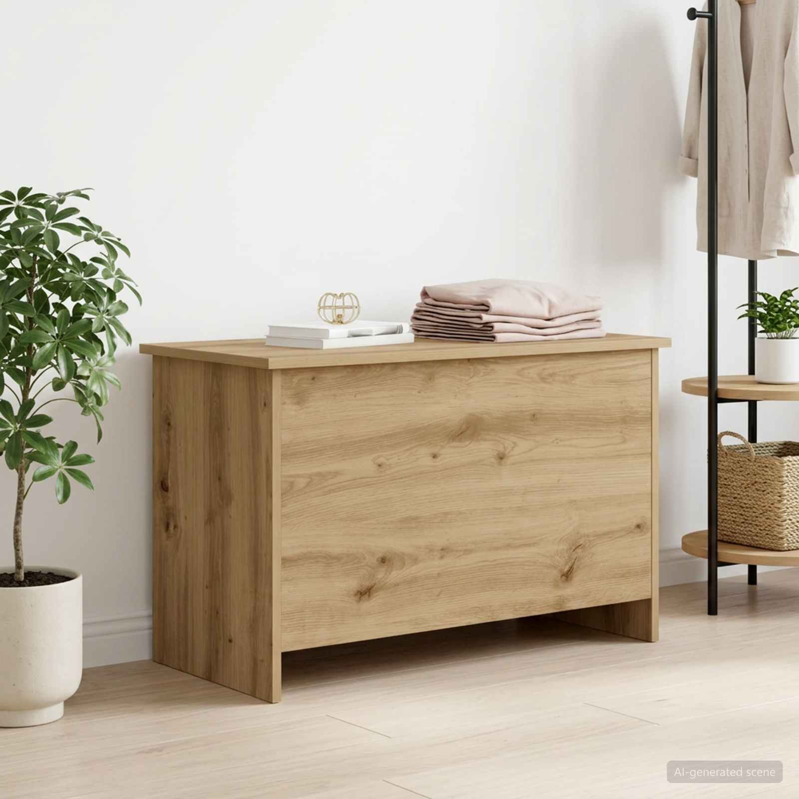 Opbergkist Artisanaal eiken 80 x 40 x 50 cm Bewerkt hout