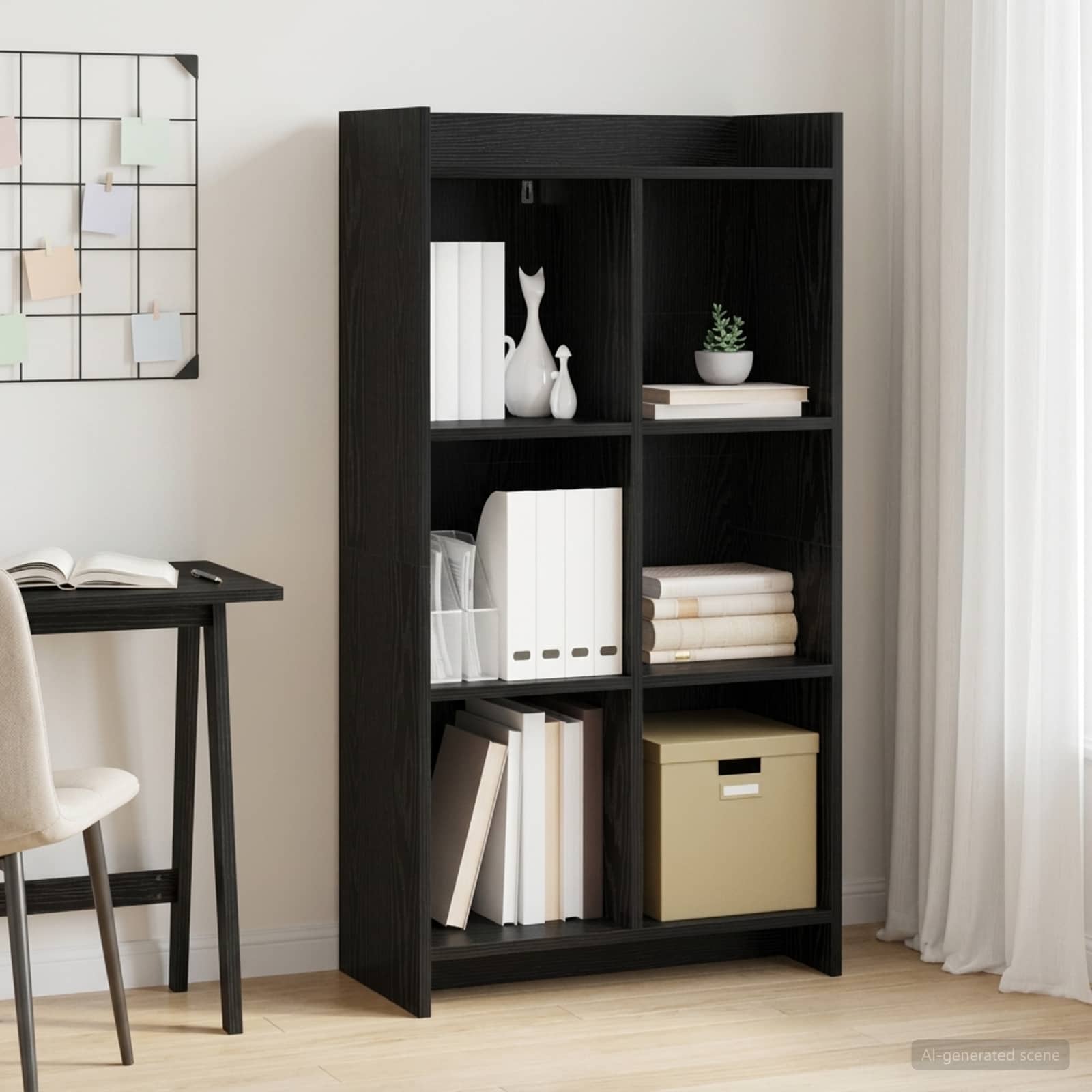 Boekenkast Zwart eiken 59 x 30 x 111 cm Bewerkt hout