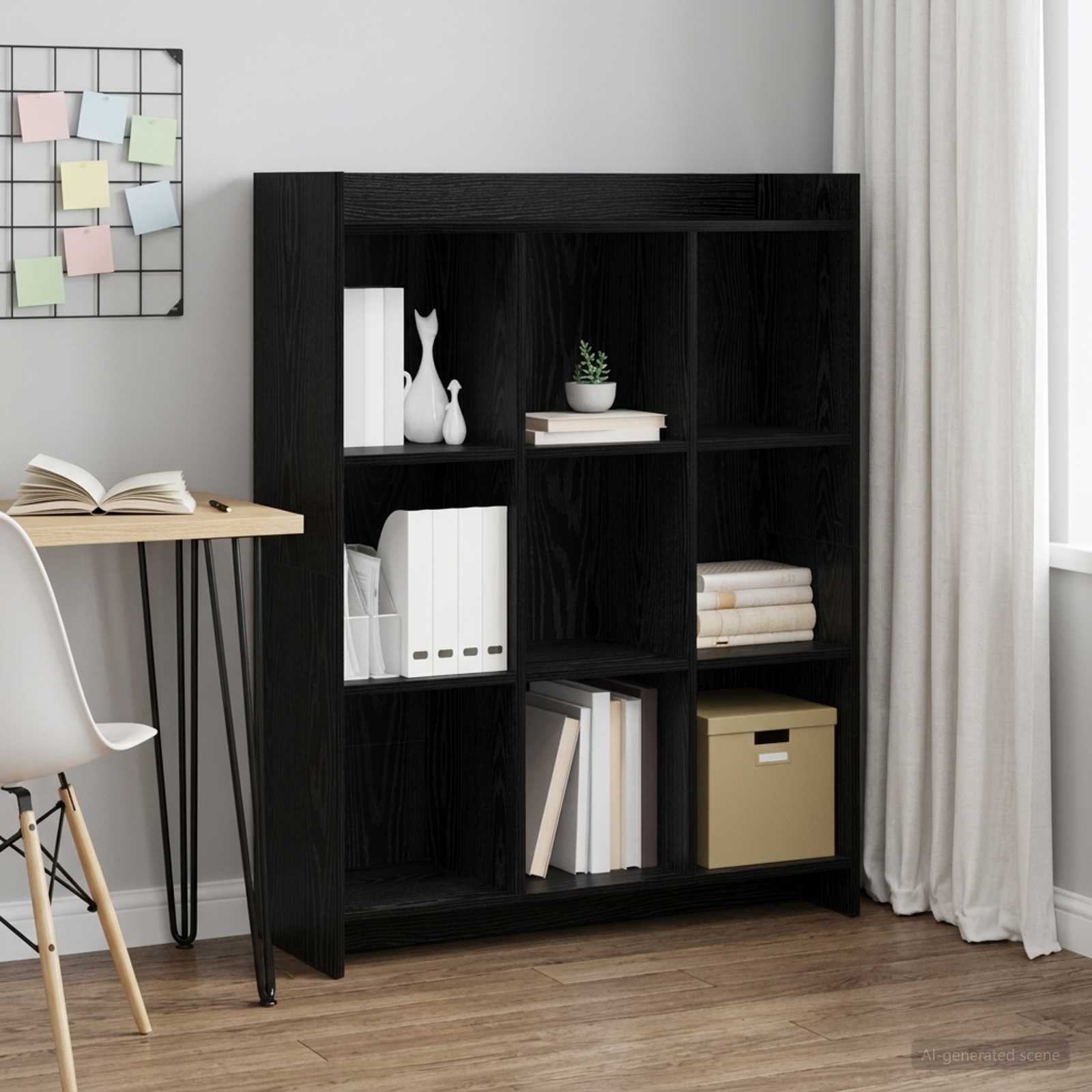 Boekenkast Zwart eiken 87,5 x 30 x 111 cm Bewerkt hout
