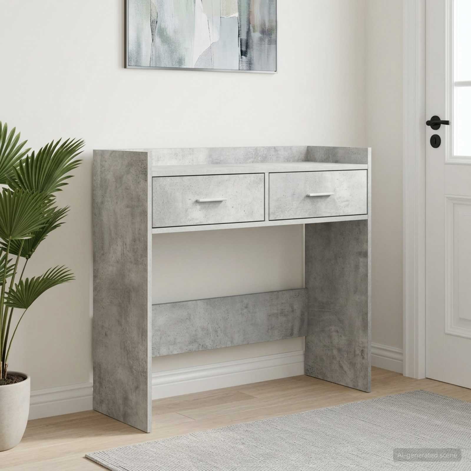 Wandtafel Betongrijs 90 x 35 x 80 cm Bewerkt hout – afbeelding 1