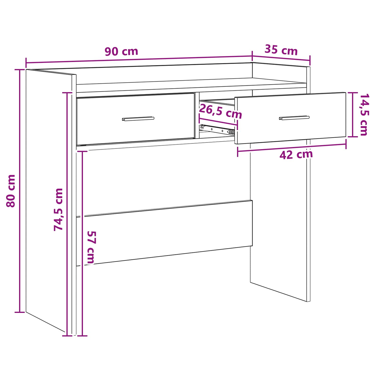 Wandtafel Grijs Sonoma 90 x 35 x 80 cm Bewerkt hout – afbeelding 9