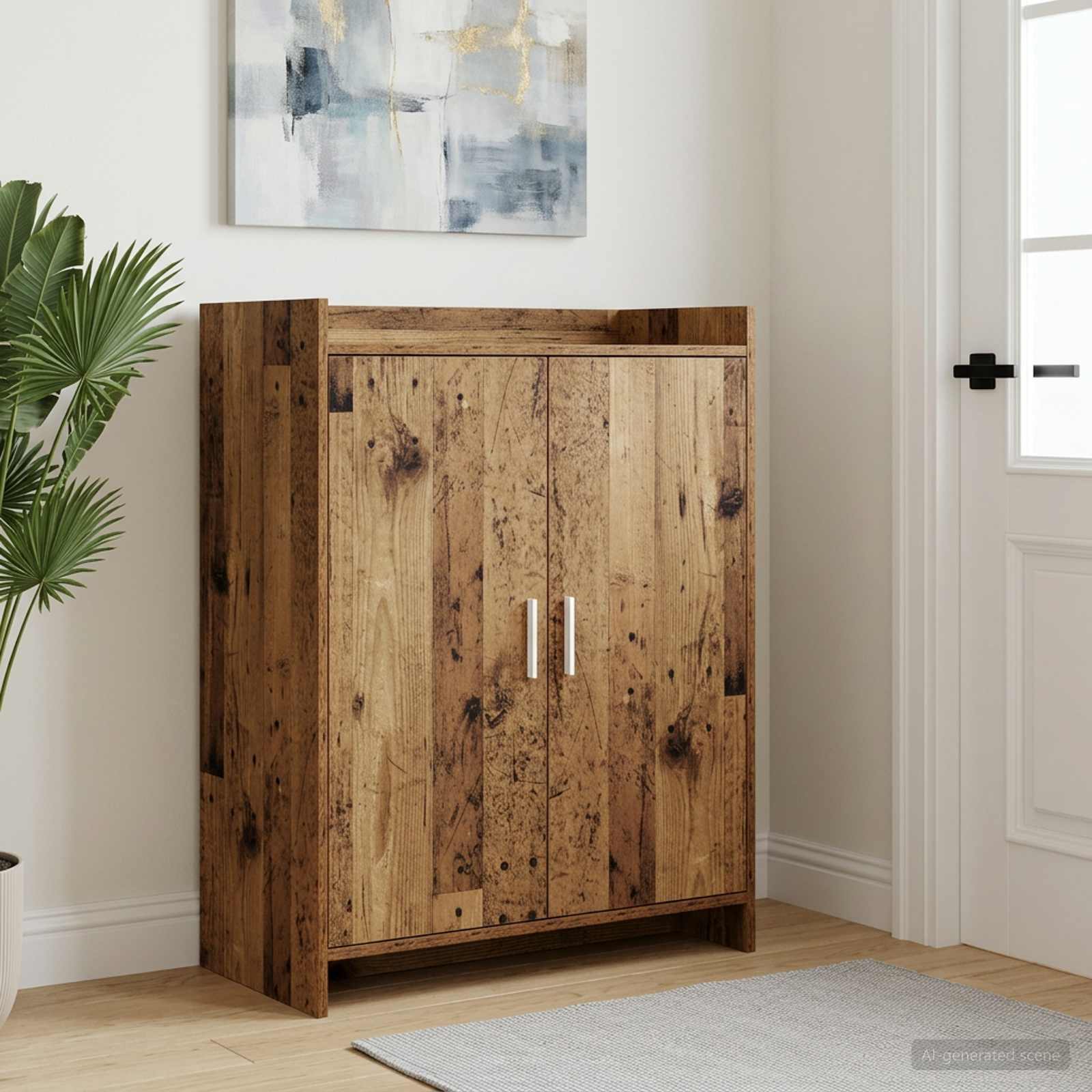 Schoenenkast met opslag Oud hout 73,5 x 36 x 92 cm Bewerkt hout – afbeelding 1