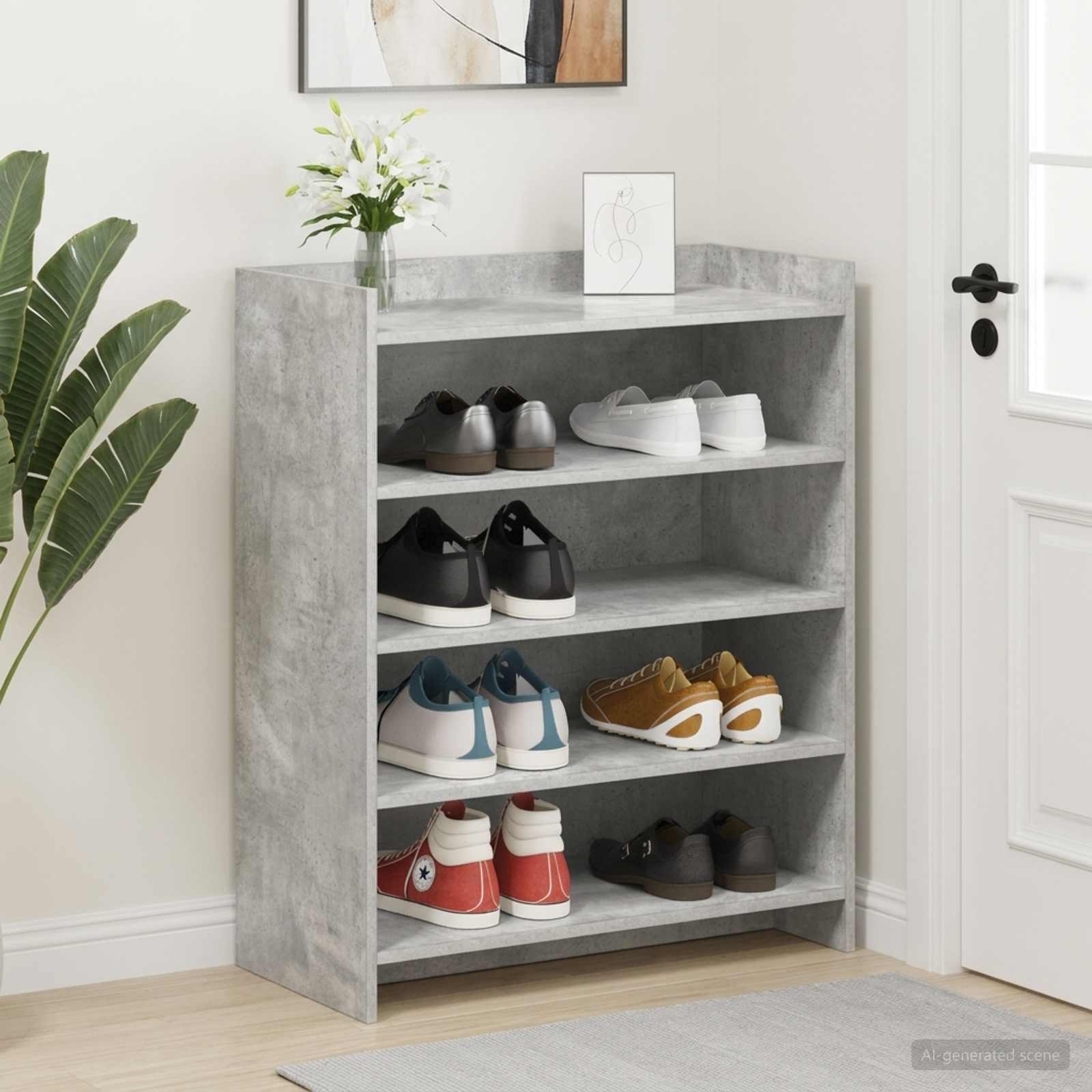 Schoenenkast Betongrijs 73,5 x 36 x 92 cm Bewerkt hout