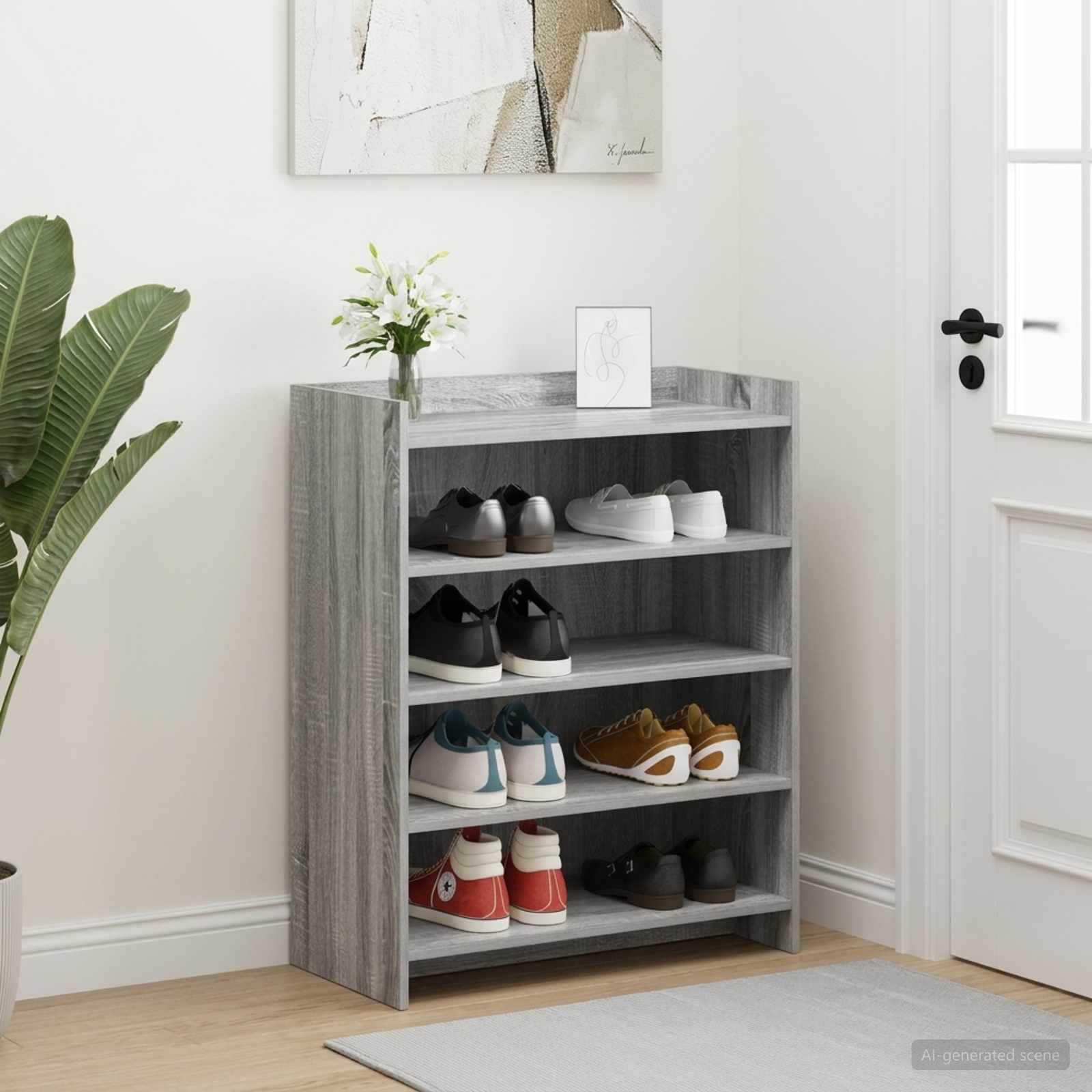 Schoenenkast Grijs Sonoma 73,5 x 36 x 92 cm Bewerkt hout – afbeelding 1