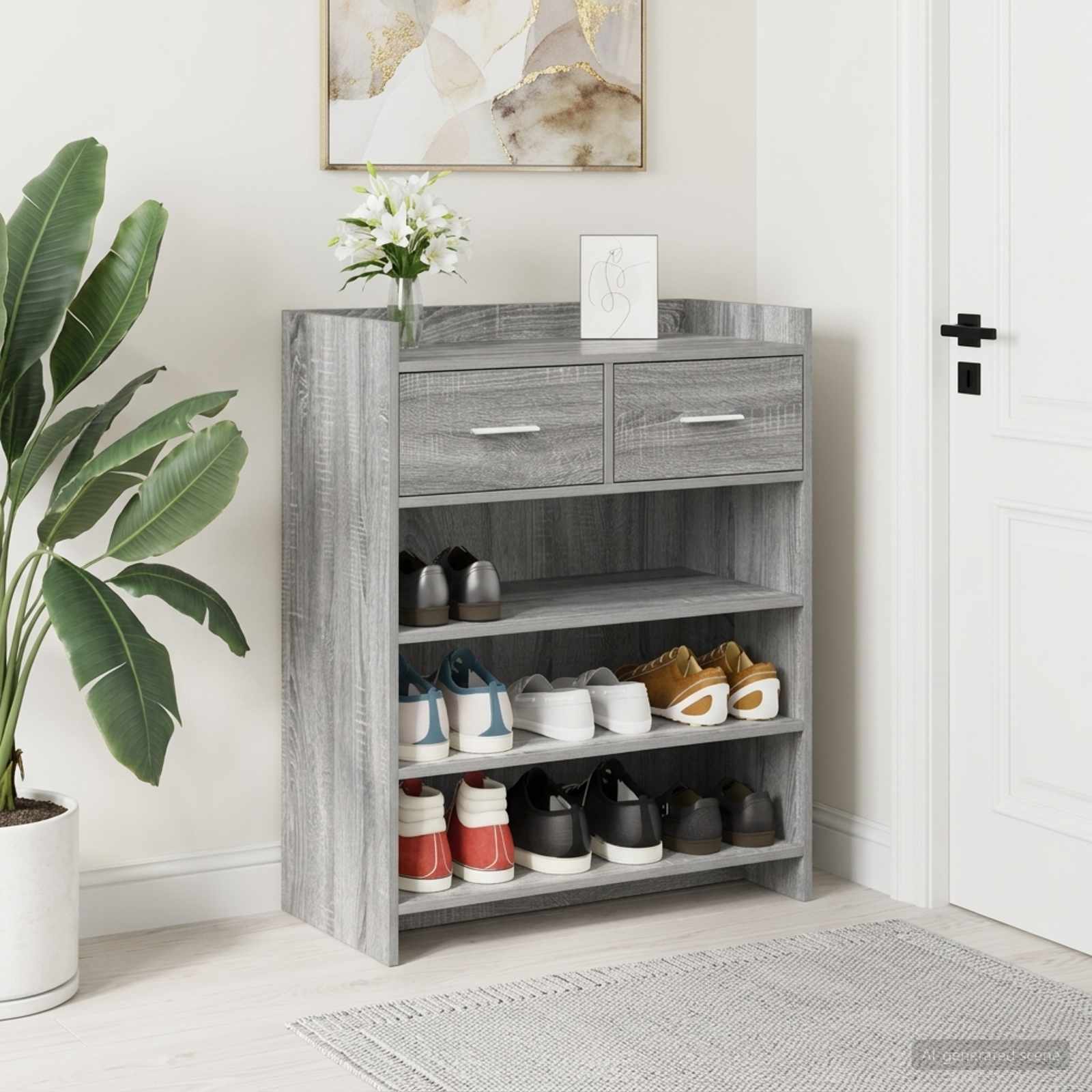 Schoenenkast Grijs Sonoma 73,5 x 36 x 92 cm Bewerkt hout