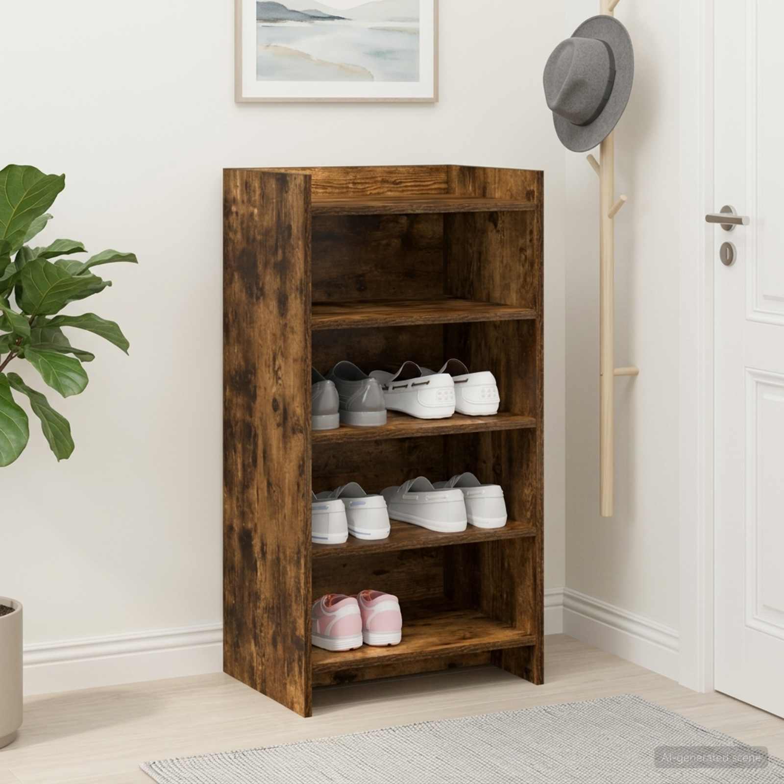 Schoenenkast Gerookt eiken 48 x 36 x 92 cm Bewerkt hout