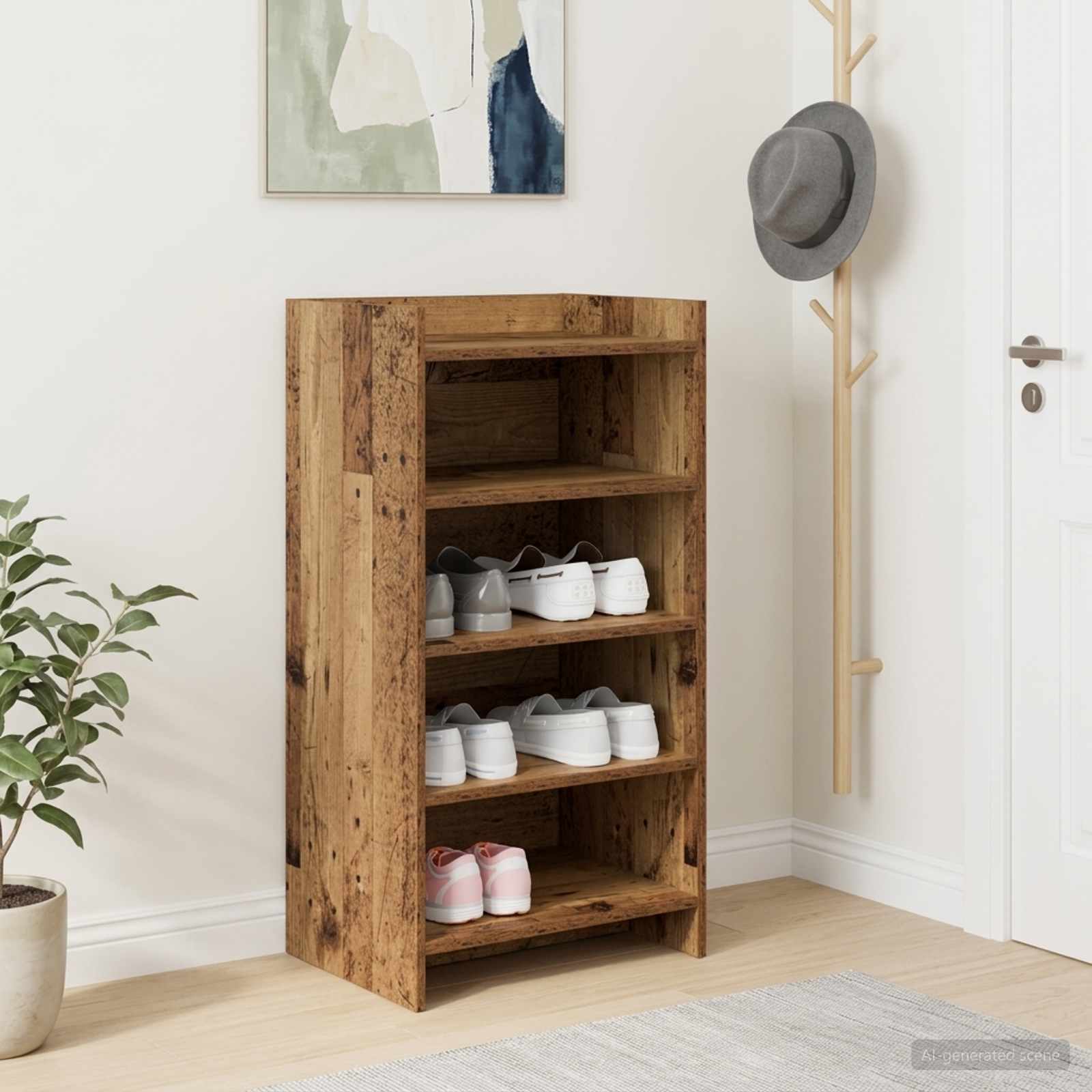 Schoenenkast met opslag Oud hout 48 x 36 x 92 cm Bewerkt hout