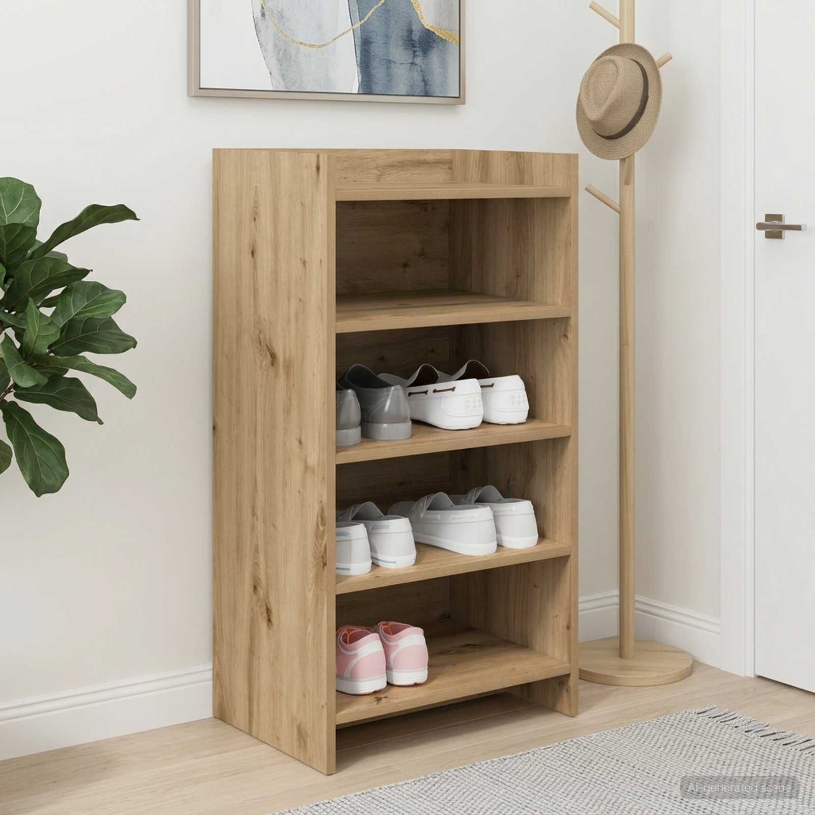 Schoenenkast 48 x 36 x 92 cm Bewerkt hout Artisanaal eiken