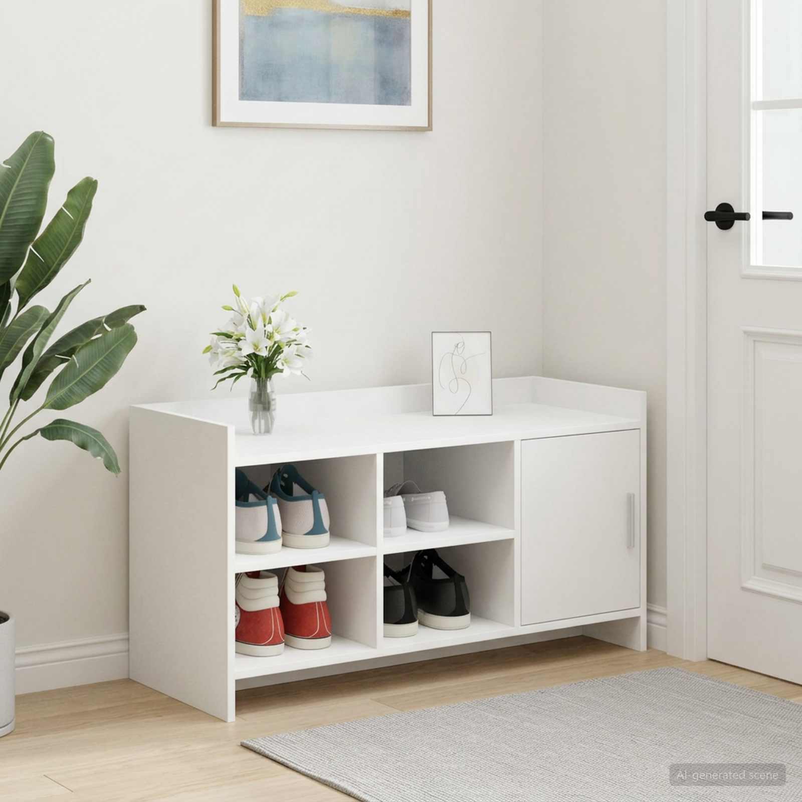 Schoenenkast met opslag Wit 100 x 39,5 x 51 cm Bewerkt hout – afbeelding 1