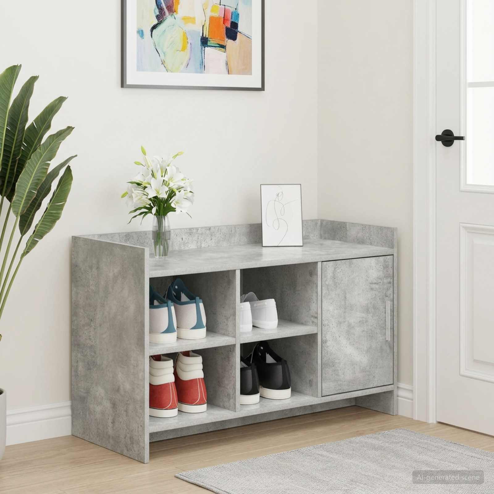 Schoenenkast Betongrijs 100 x 39,5 x 51 cm Bewerkt hout
