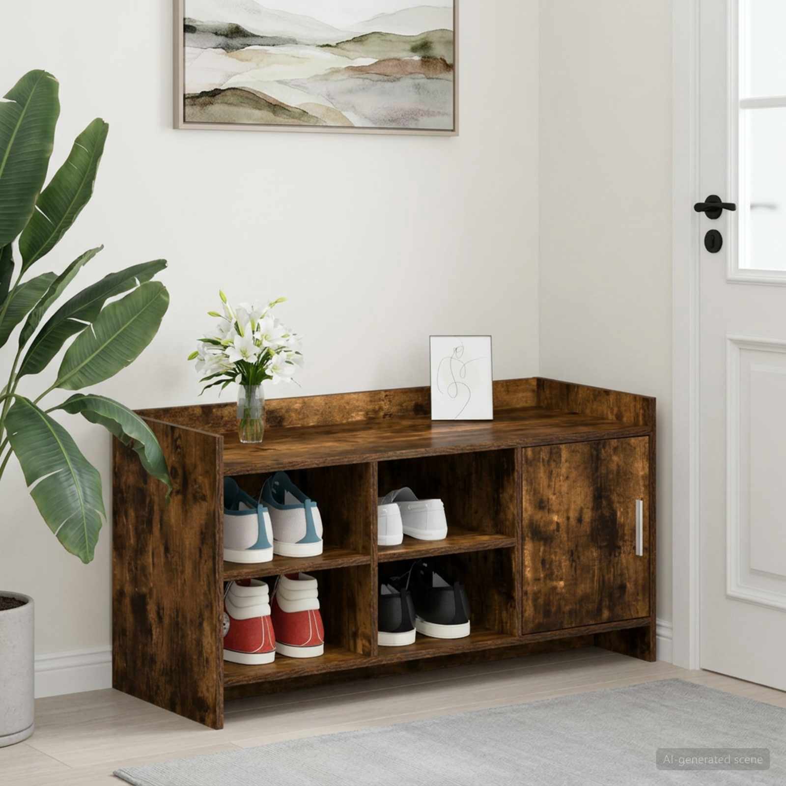 Schoenenkast Gerookt eiken 100 x 39,5 x 51 cm Bewerkt hout