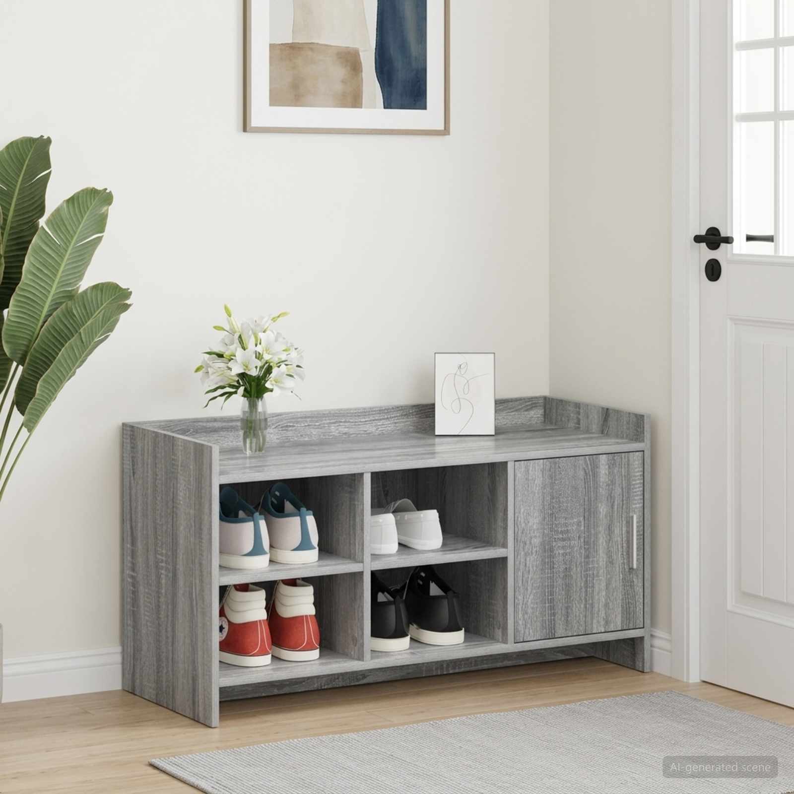 Schoenenkast Grijs Sonoma 100 x 39,5 x 51 cm Bewerkt hout