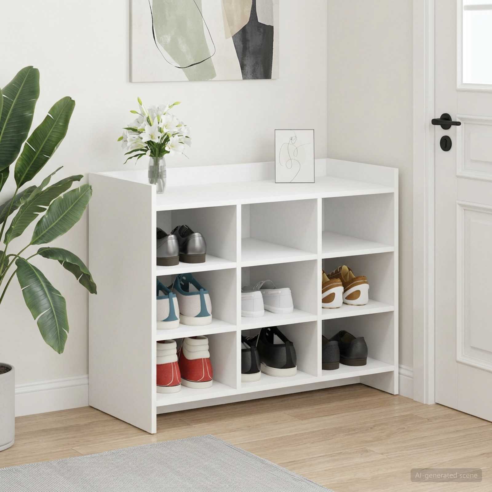 Schoenenkast met opslag Wit 85 x 39,5 x 70 cm Bewerkt hout