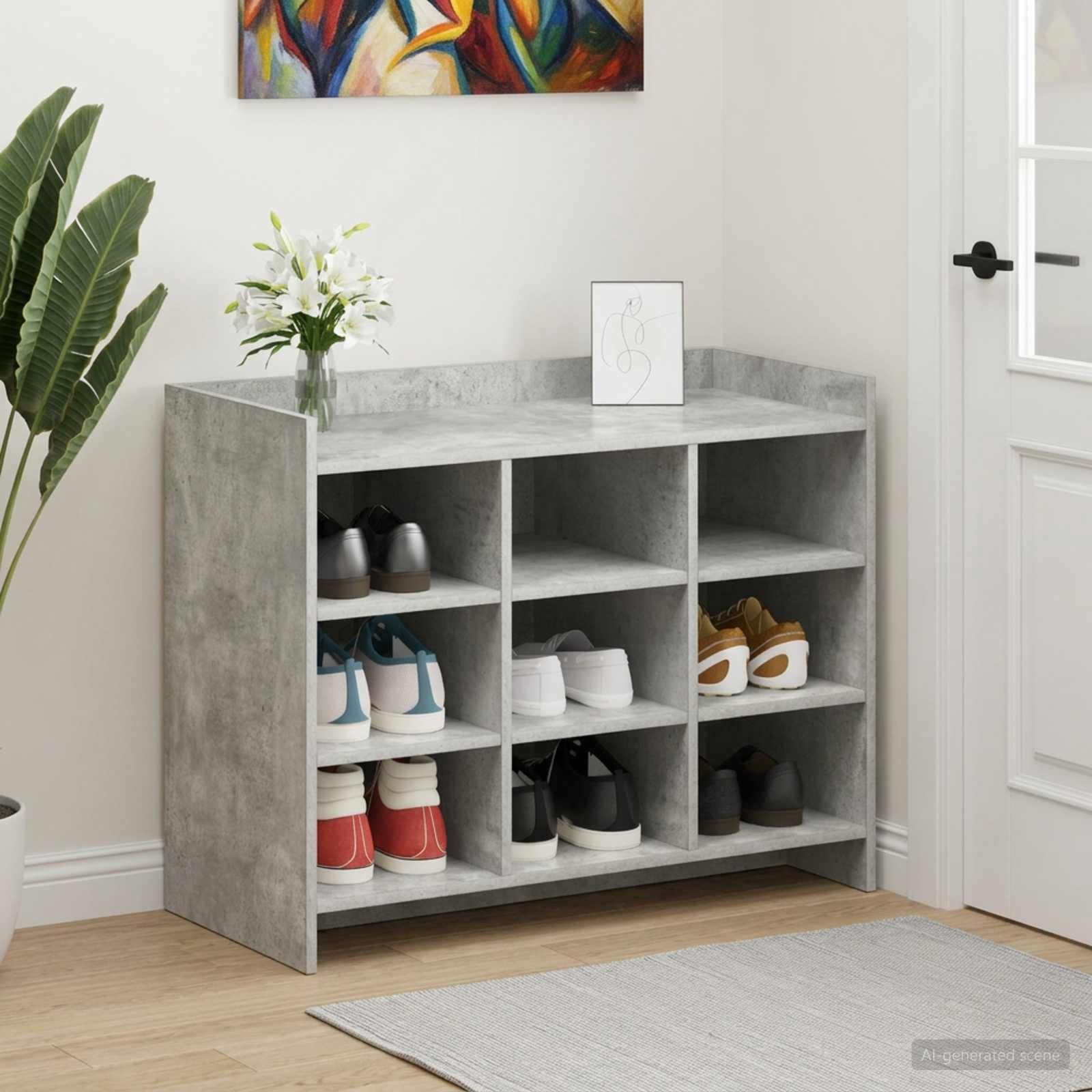 Schoenenkast Betongrijs 85 x 39,5 x 70 cm Bewerkt hout