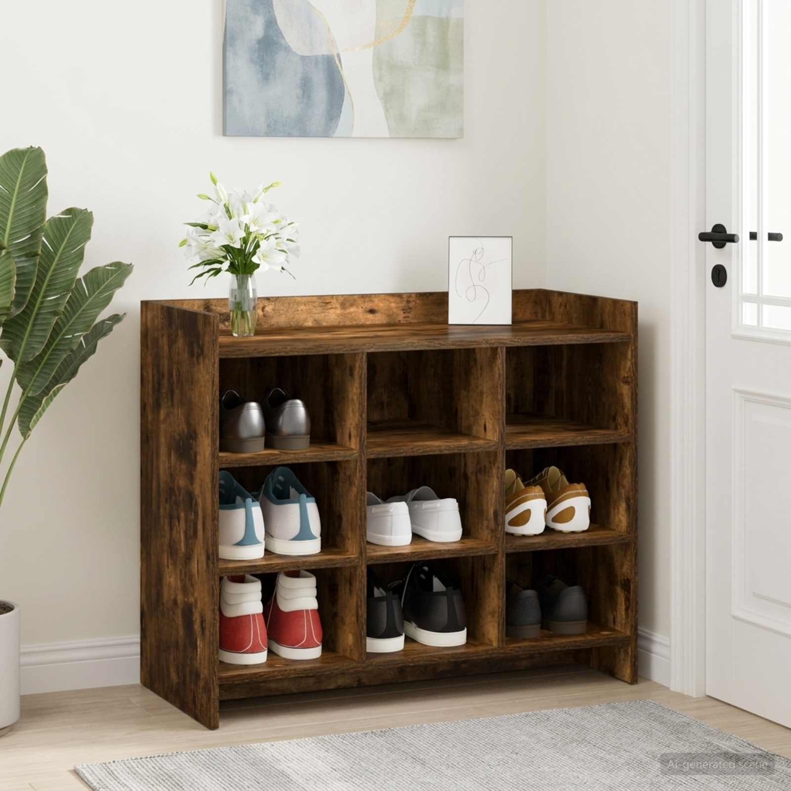 Schoenenkast Gerookt eiken 85 x 39,5 x 70 cm Bewerkt hout – afbeelding 1