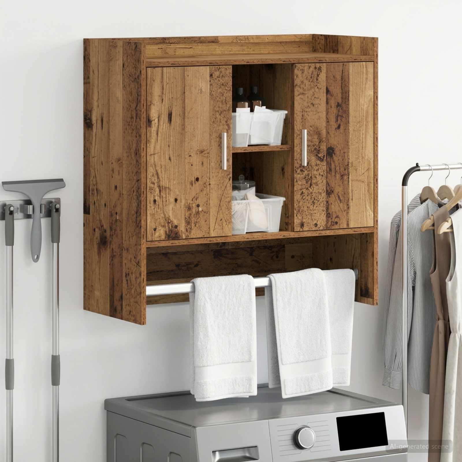 Wandplank Muurmontage Oud hout 80 x 36 x 80 cm Bewerkt hout
