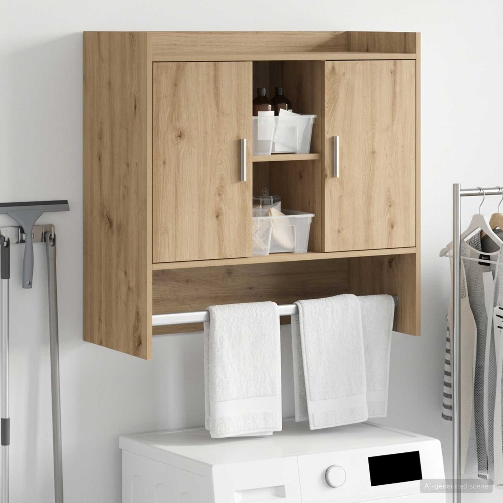 Wandplank Muurmontage Artisanaal eiken 80 x 36 x 80 cm