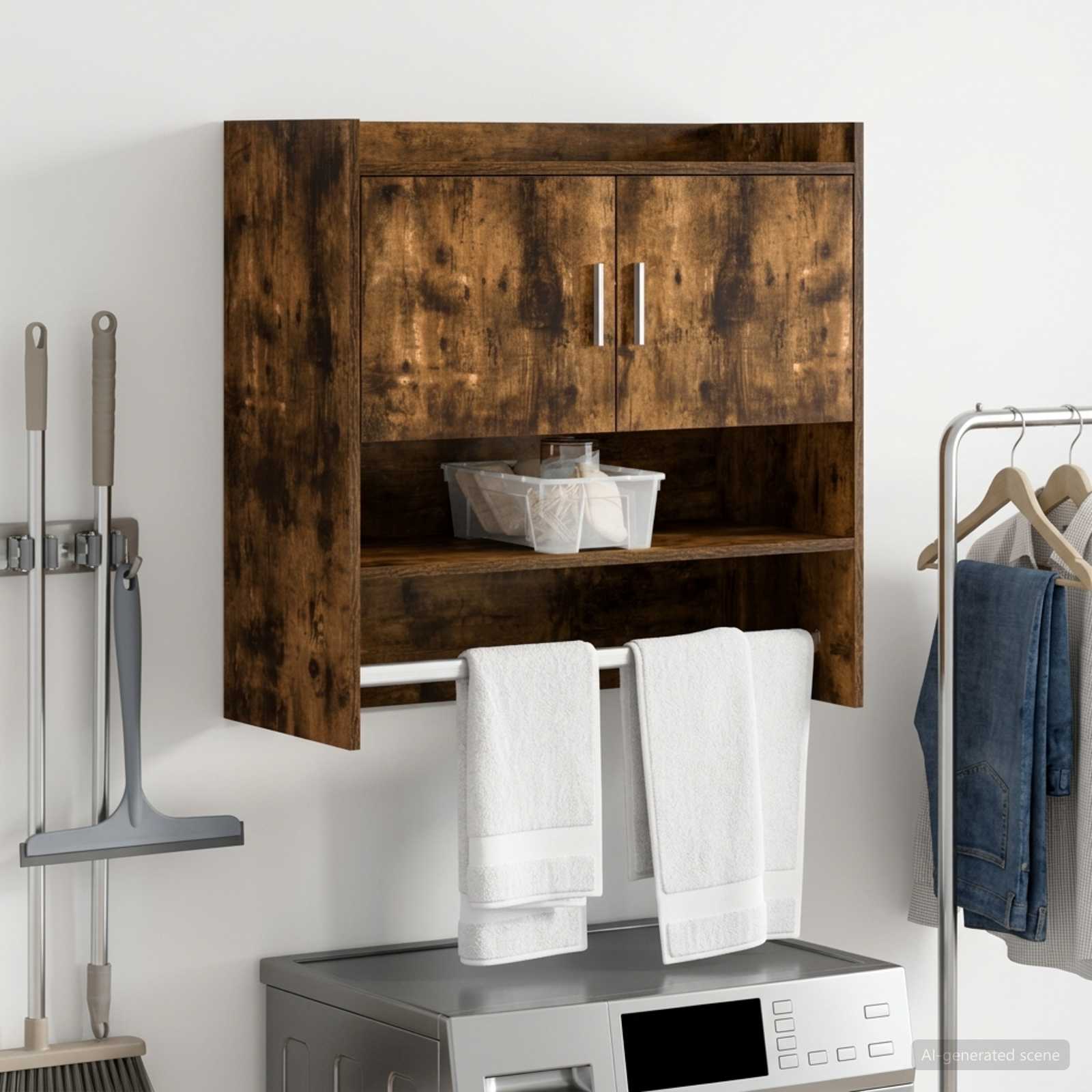 Wandplank Muurmontage Gerookt eiken 80 x 36 x 80 cm