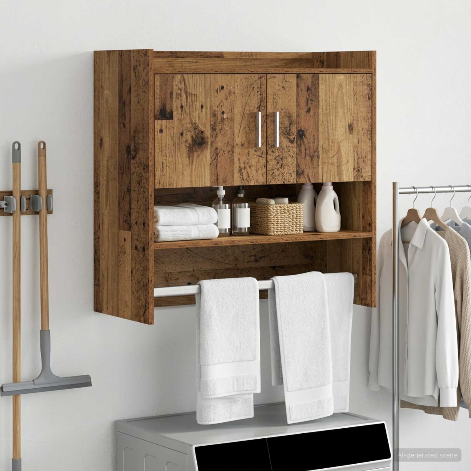 Wandplank Muurmontage Oud hout 80 x 36 x 80 cm Bewerkt hout
