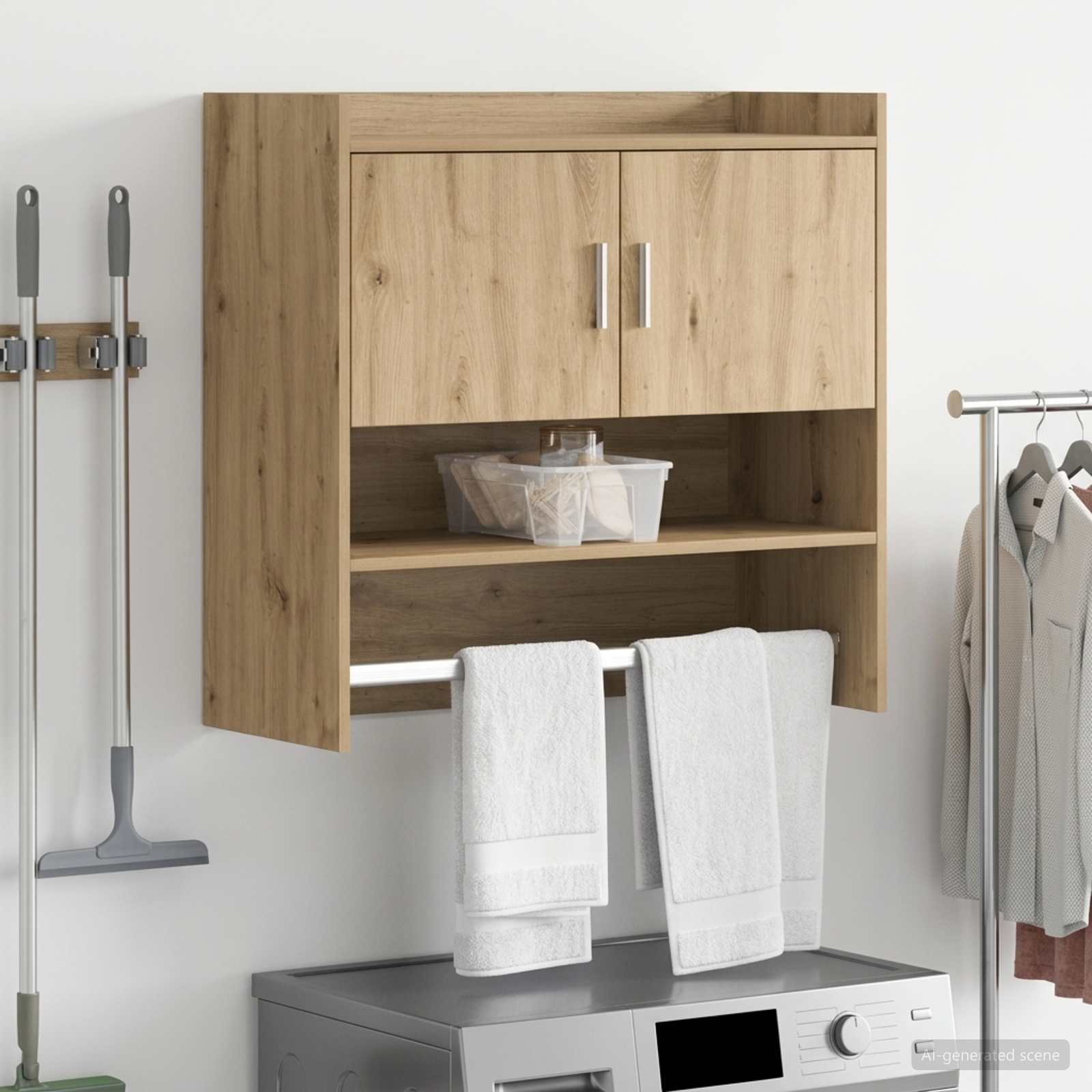 Wandplank Muurmontage Artisanaal eiken 80 x 36 x 80 cm