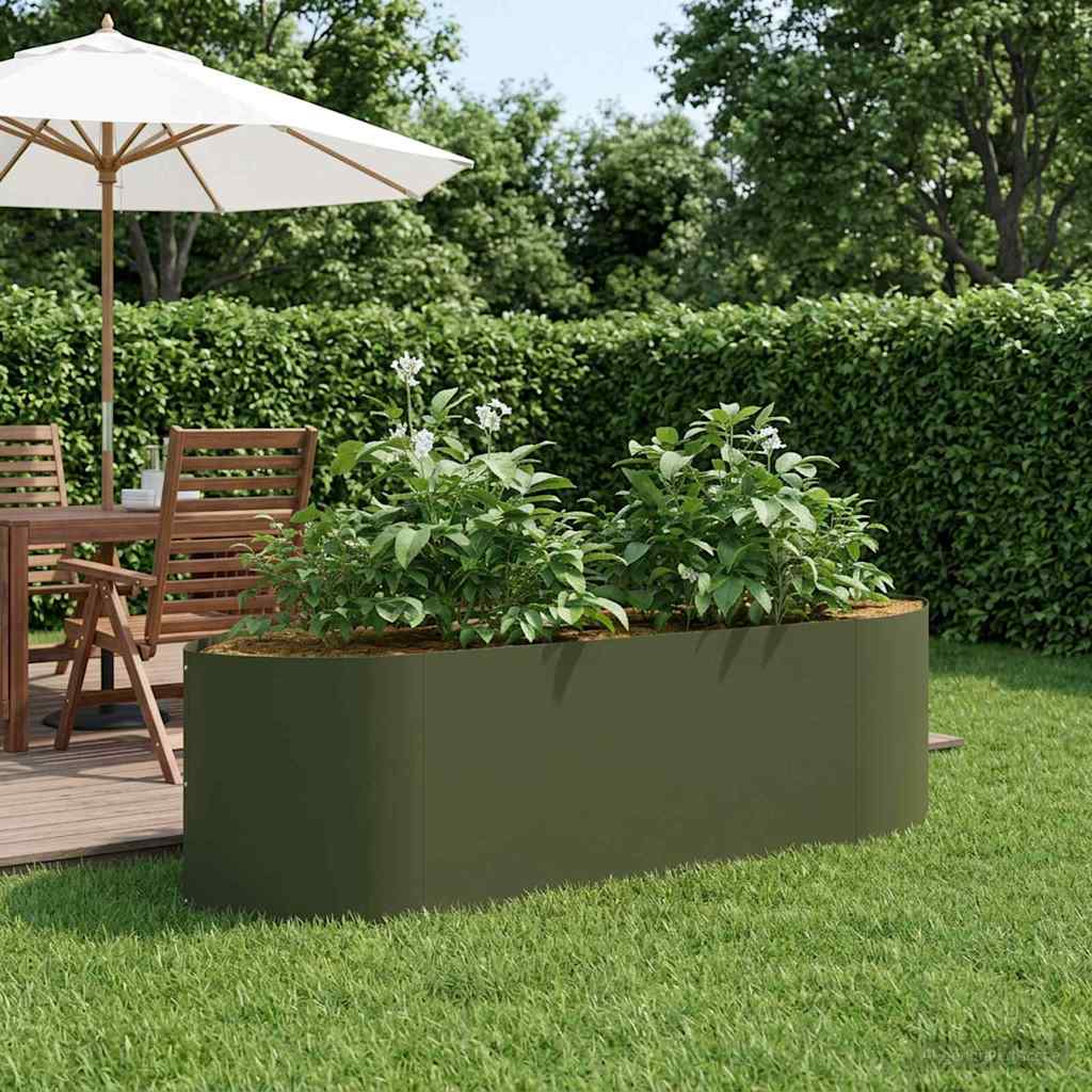 Verhoogd Tuinbed Olijfgroen 140 x 40 x 40 cm Staal – afbeelding 1