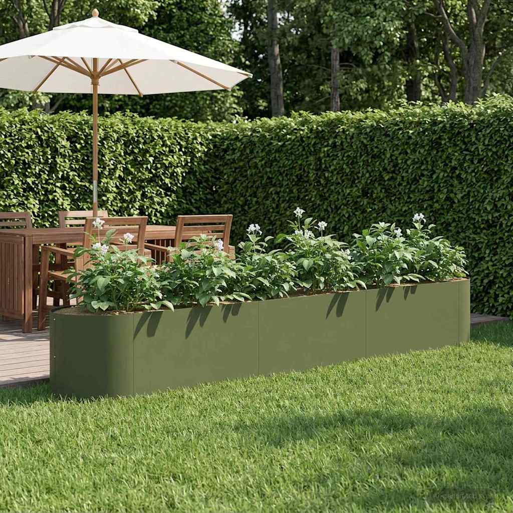 Verhoogd Tuinbed Olijfgroen 300 x 40 x 40 cm Staal – afbeelding 1