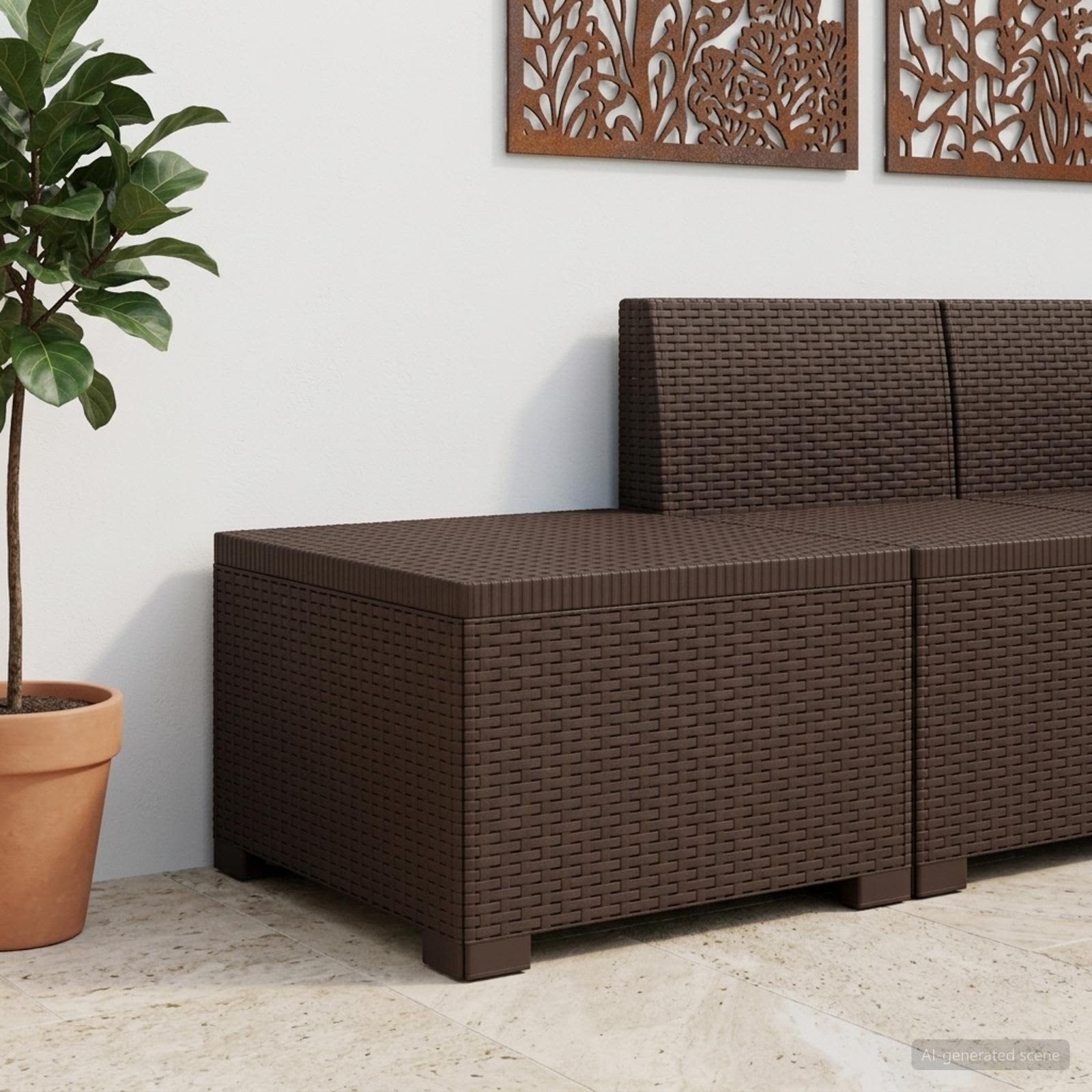Eénpersoons Tuinbank Rattan Look PP Bruin