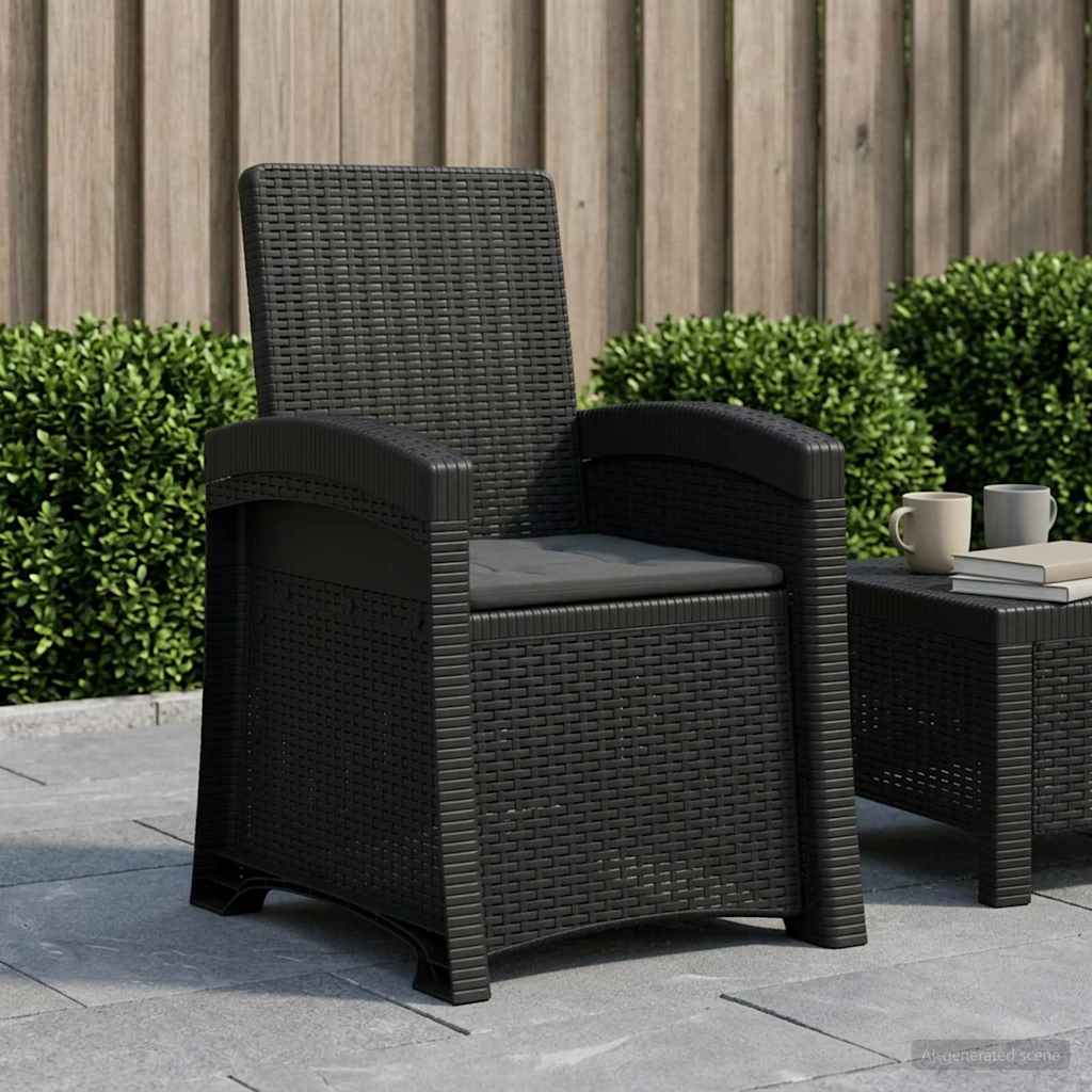 Ligstoel in rietenlook Antracietkleurig PP – afbeelding 1