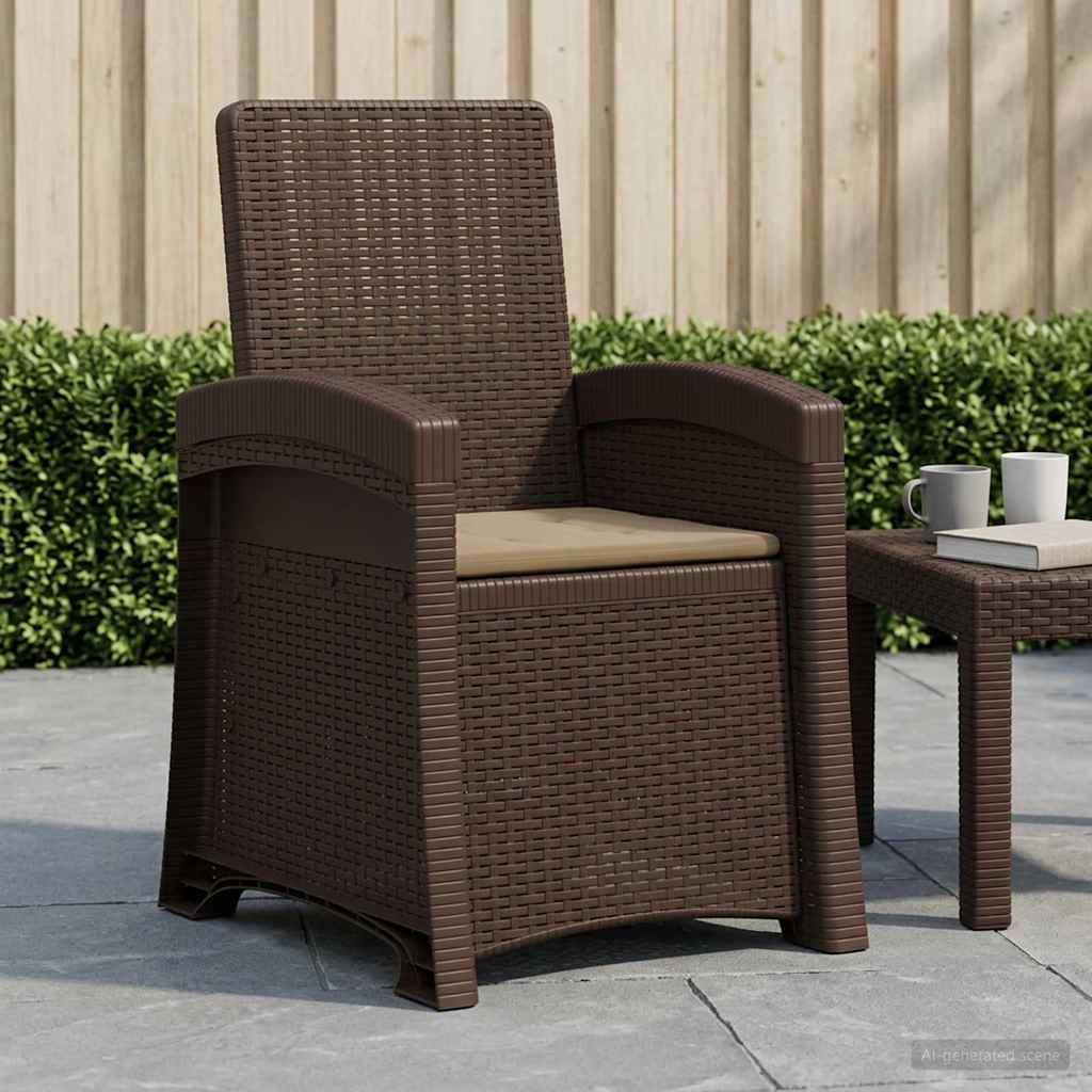 Ligstoel in rietenlook Bruin en Taupe PP – afbeelding 1