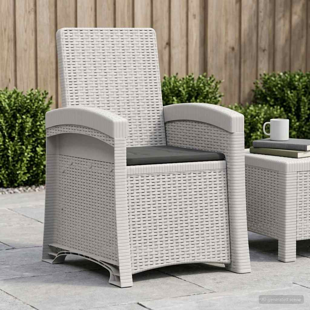 Ligstoel in rietenlook Wit en antracietkleurig PP – afbeelding 1