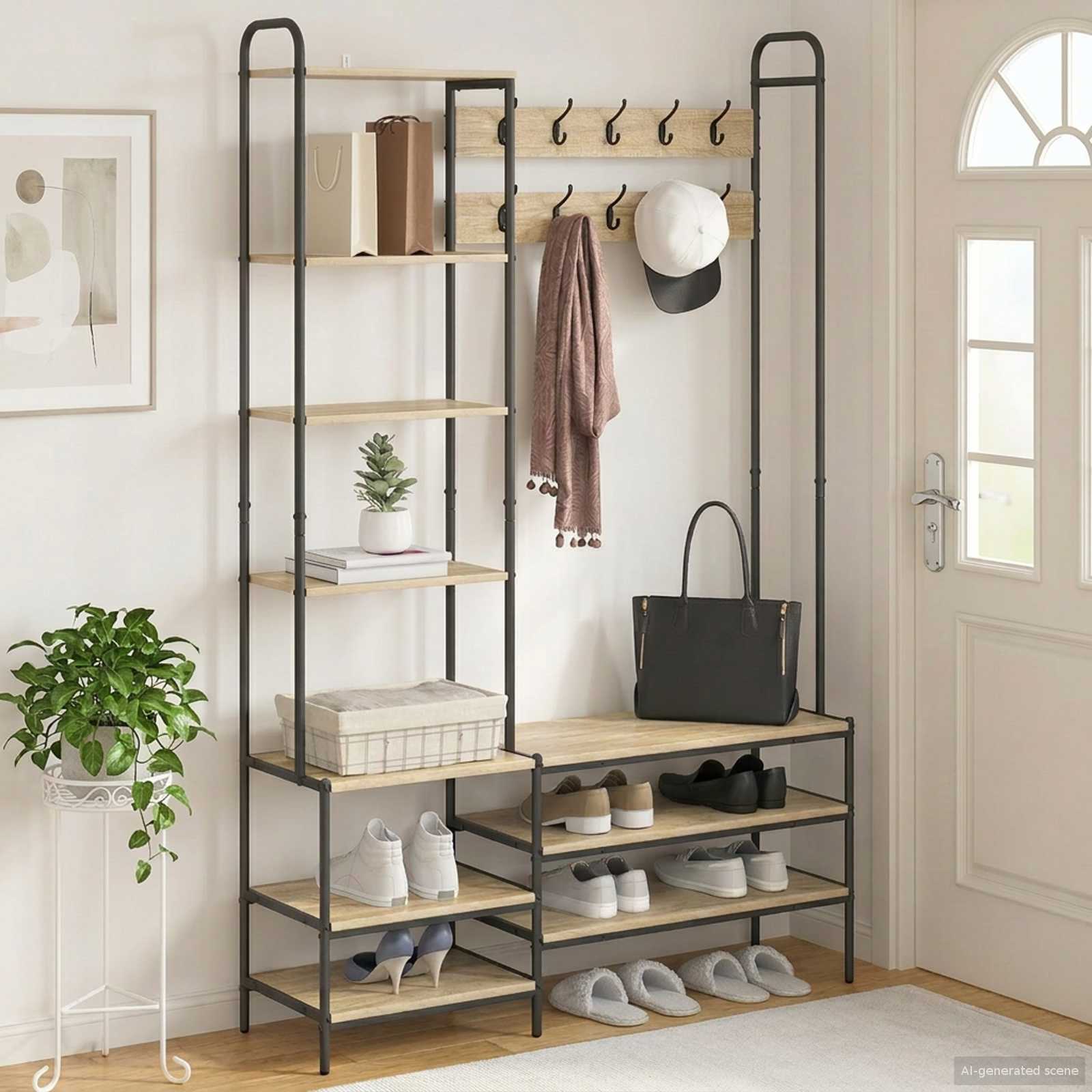Kapstok met schoenenbank Sonoma Eiken 120,5 x 34 x 190 cm