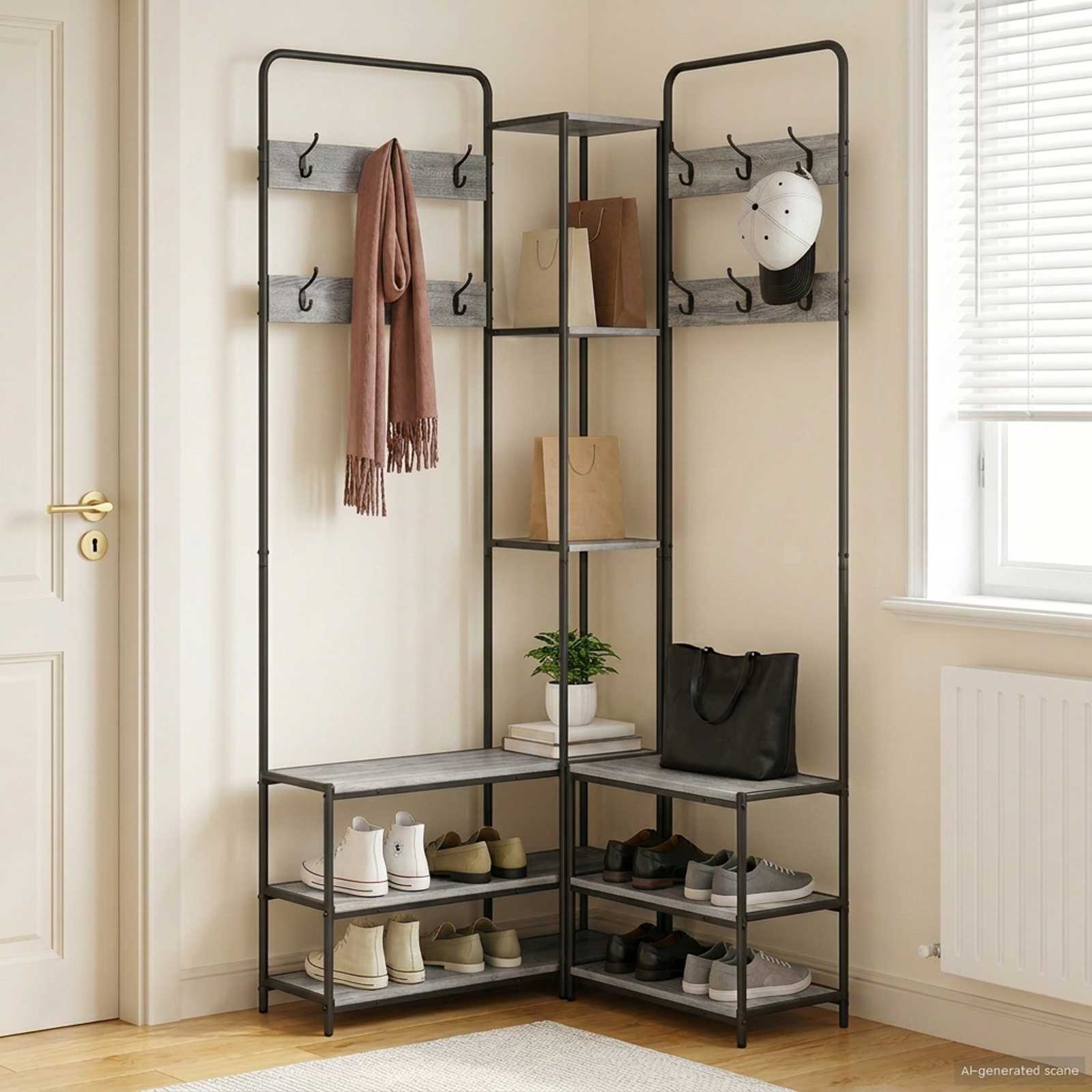Kapstok met schoenenbank Grijs Sonoma 143 x 30 x 199,5 cm