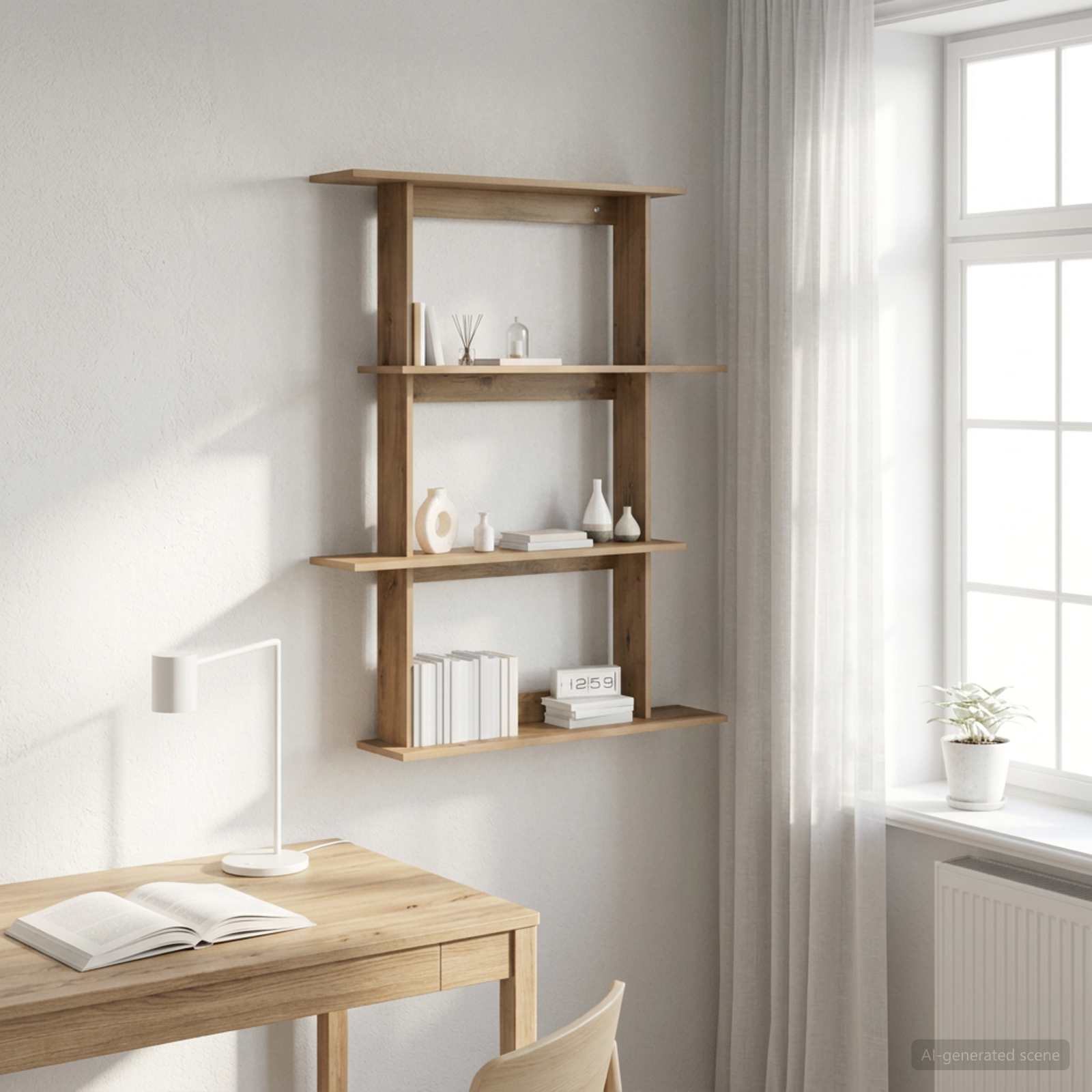 Wandplank Artisanaal eiken 100 x 20 x 126 cm Bewerkt hout