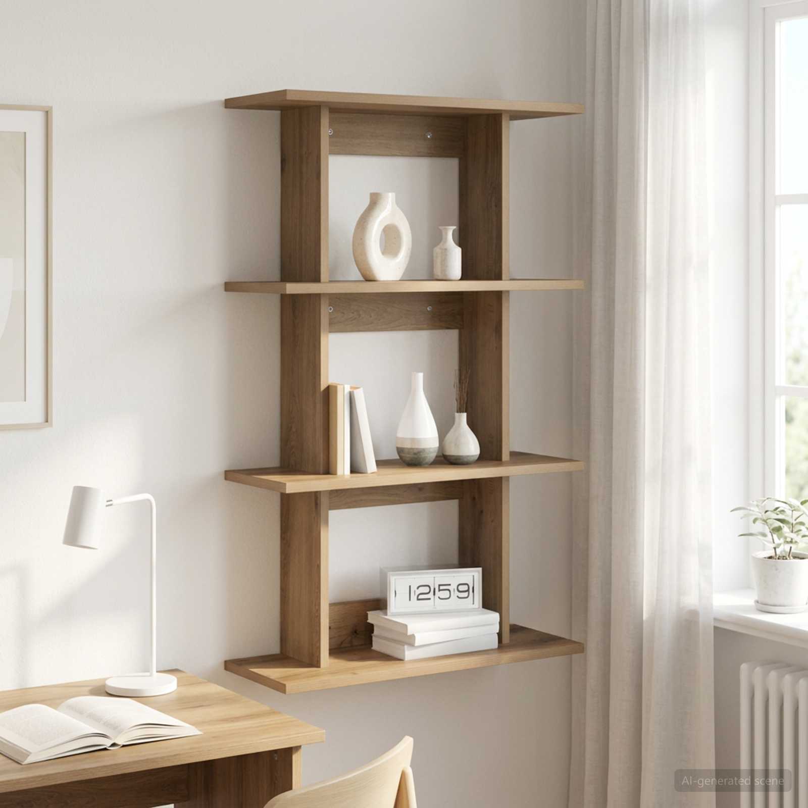 Wandplank Muurmontage Artisanaal eiken 56 x 20 x 90 cm