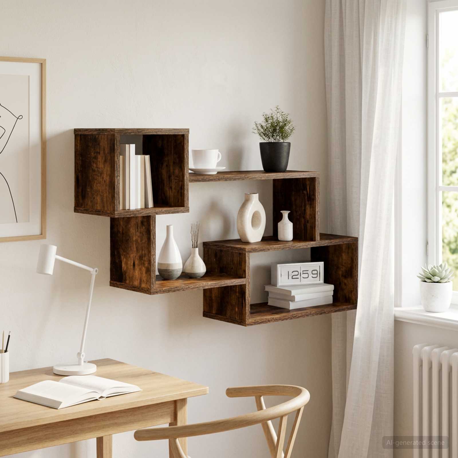 Drijvende plank Muurmontage Gerookt eiken 87 x 20 x 55 cm