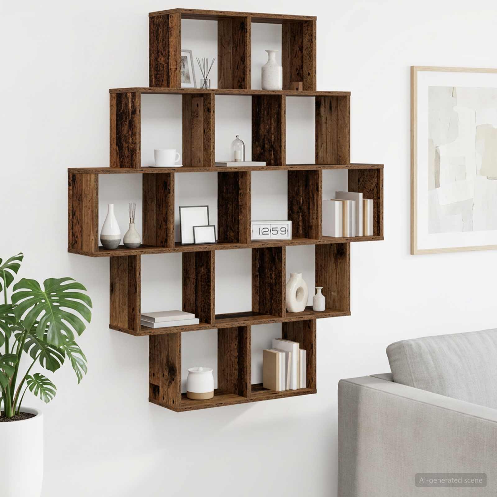 Wandplank Oud hout 120 x 20 x 136 cm Bewerkt hout