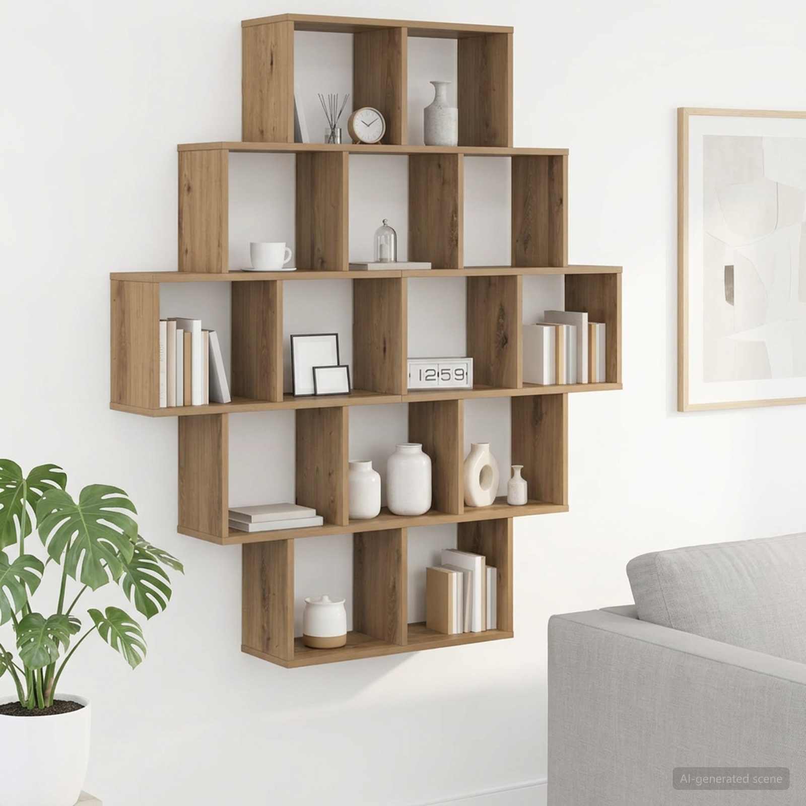 Wandplank Artisanaal eiken 120 x 20 x 136 cm Bewerkt hout