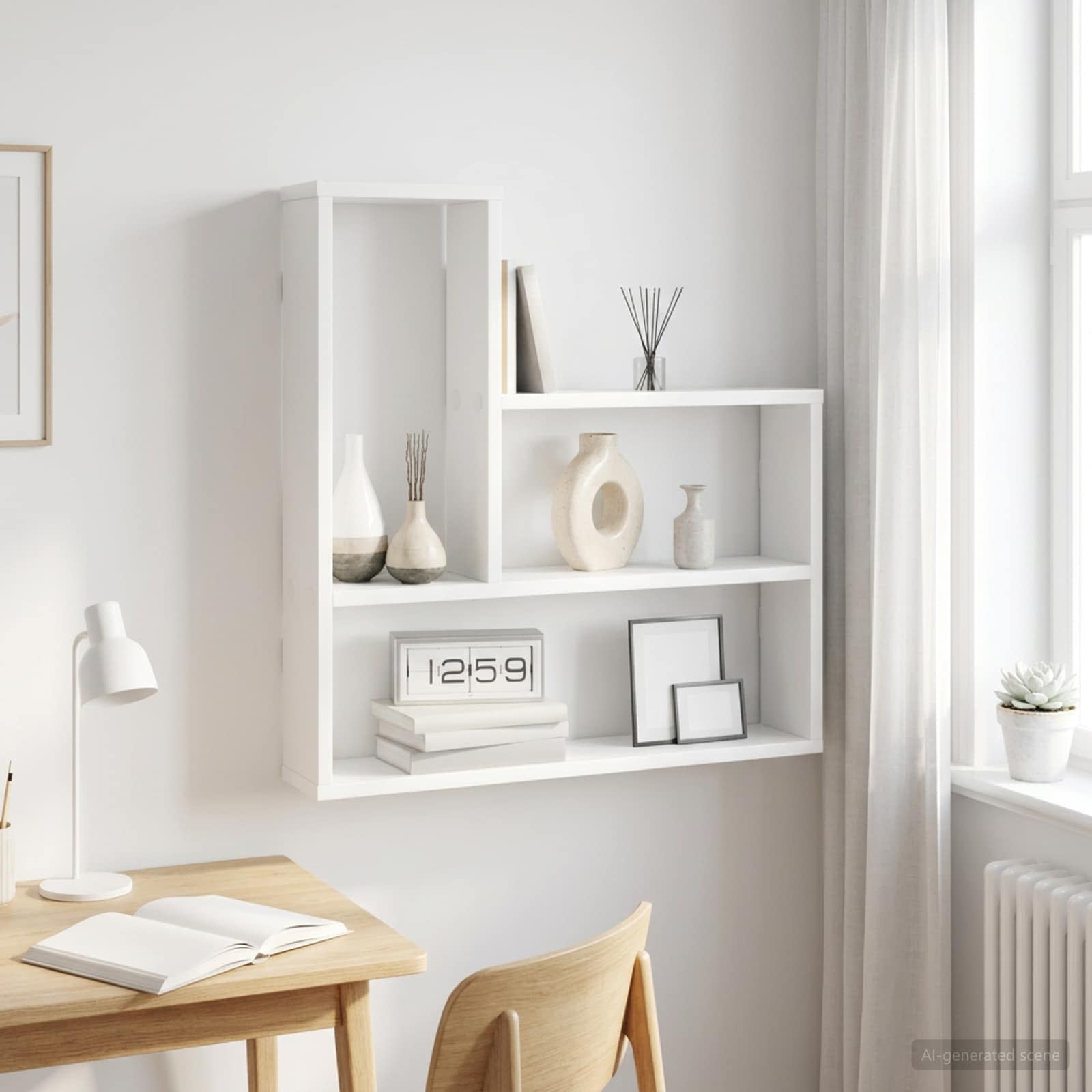 Wandplank Wit 60 x 11 x 60 cm Bewerkt hout