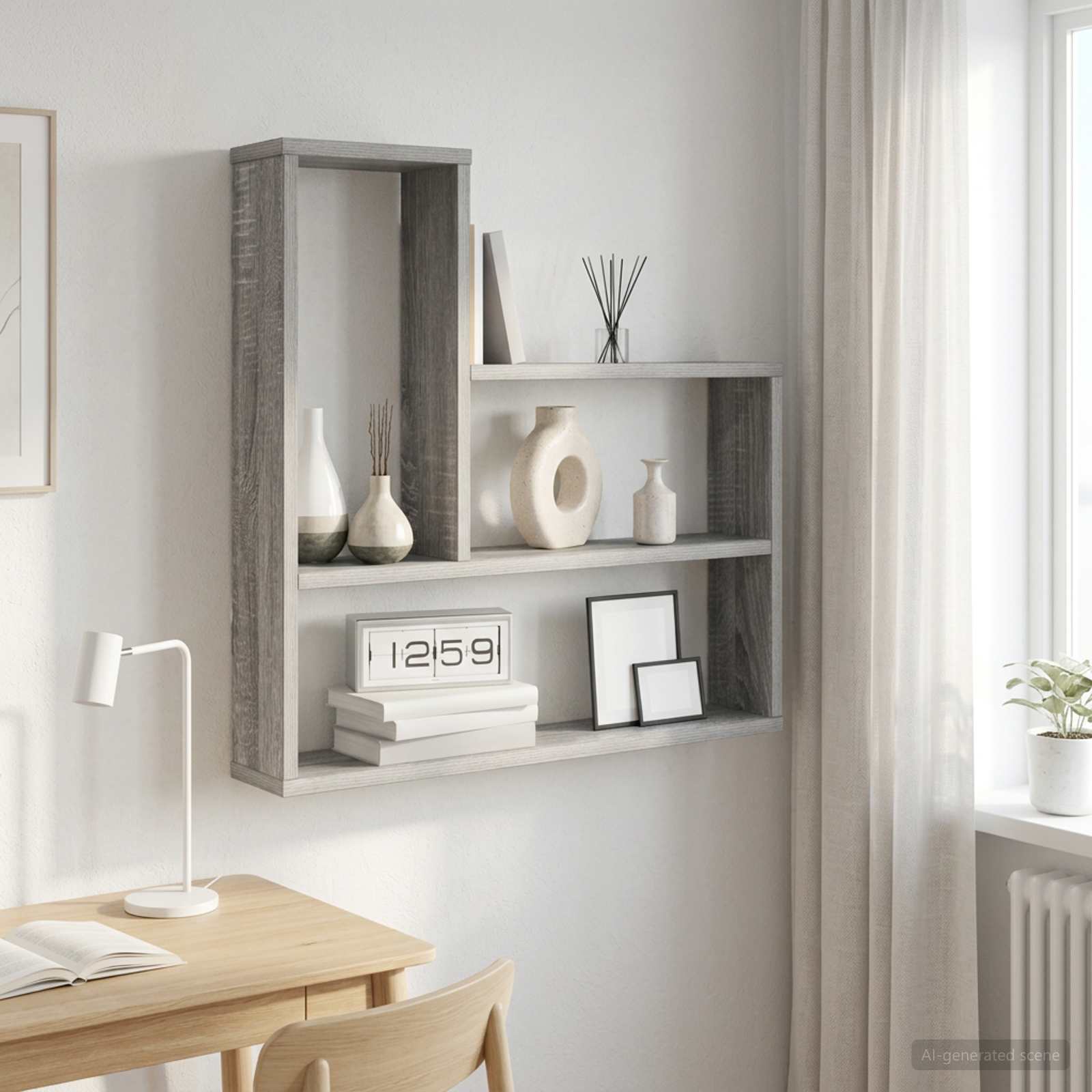 Wandplank Grijs Sonoma 60 x 11 x 60 cm Bewerkt hout