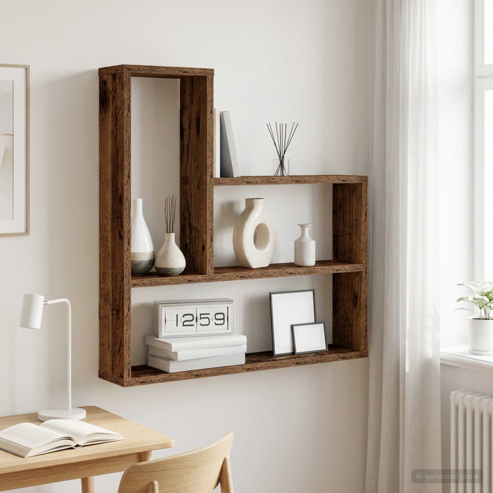 Wandplank Oud hout 60 x 11 x 60 cm Bewerkt hout