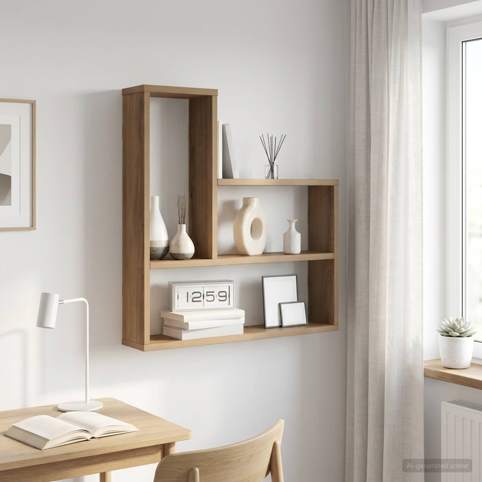 Wandplank Artisanaal eiken 60 x 11 x 60 cm Bewerkt hout
