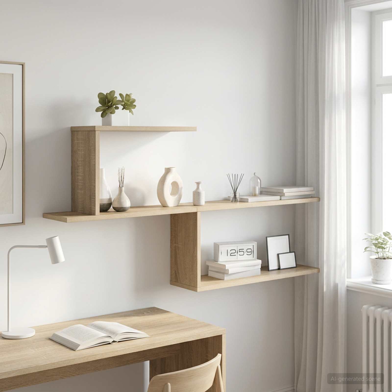 Wandplank Sonoma Eiken 122 x 18 x 60 cm Bewerkt hout