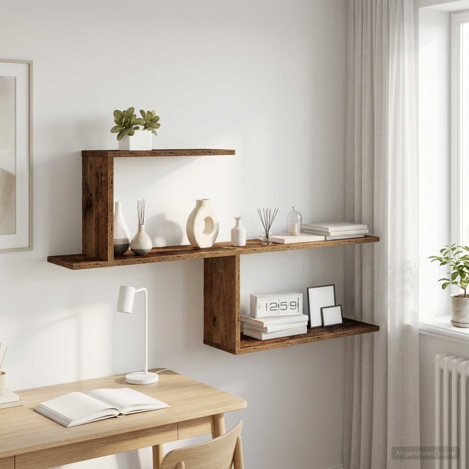 Wandplank Oud hout 122 x 18 x 60 cm Bewerkt hout