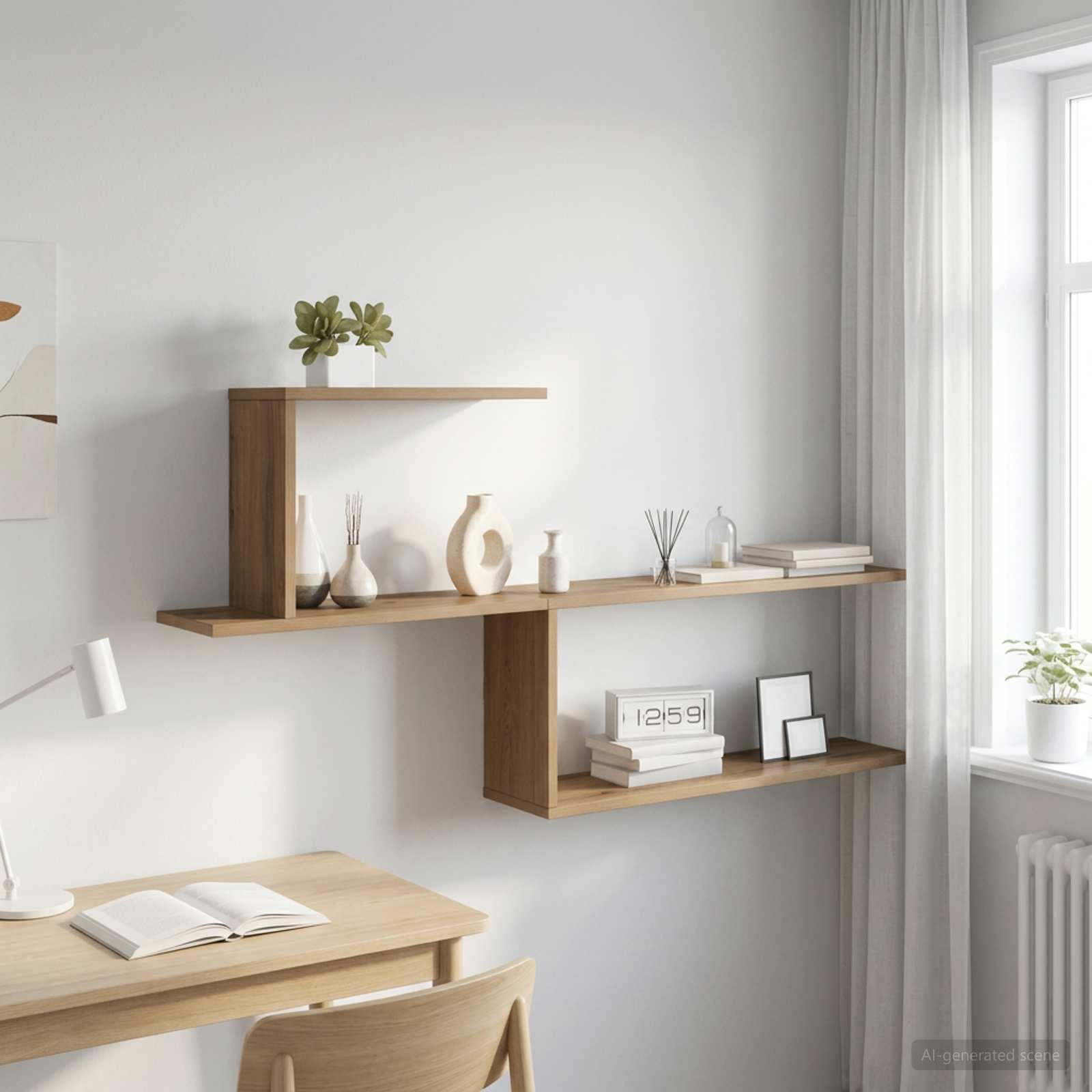Wandplank Artisanaal eiken 122 x 18 x 60 cm Bewerkt hout