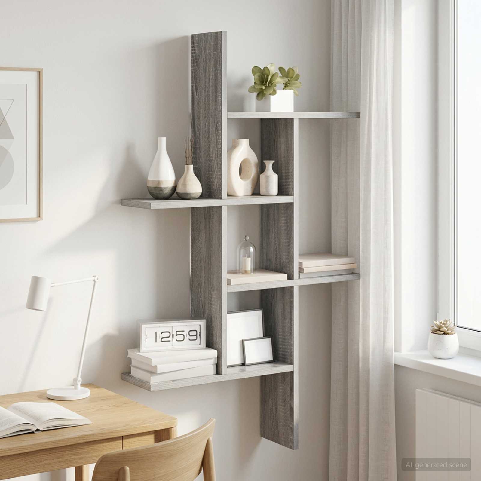 Wandplank Grijs Sonoma 61 x 15 x 102 cm Bewerkt hout