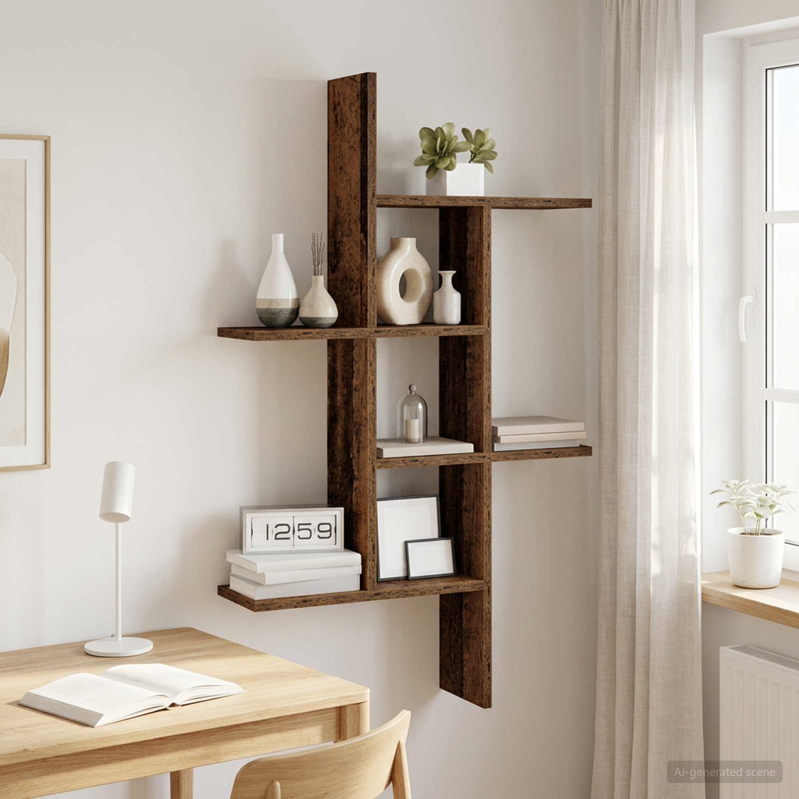 Wandplank Oud hout 61 x 15 x 102 cm Bewerkt hout